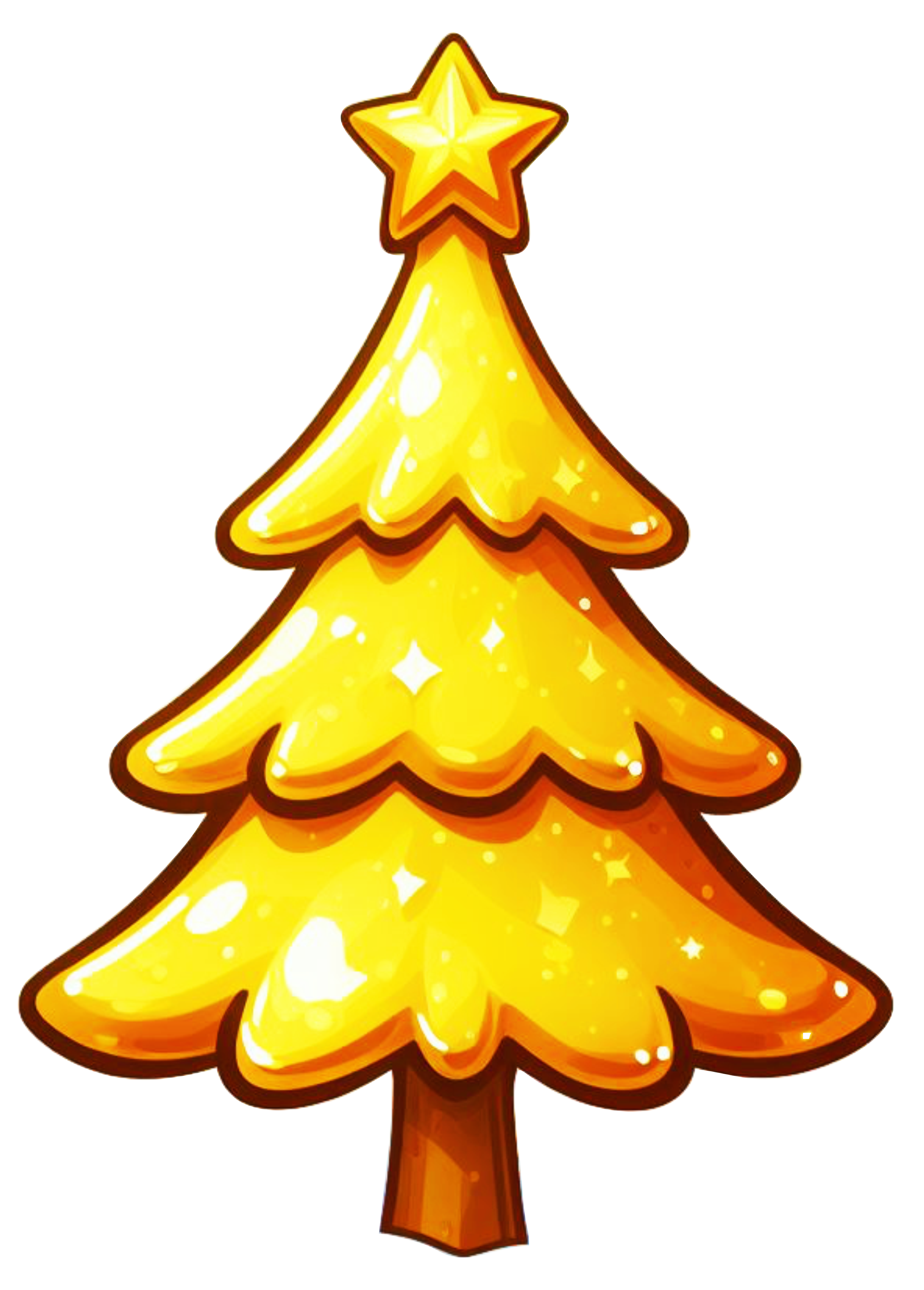 Árvore de natal dourada brilhante ilustração fundo transparente design png