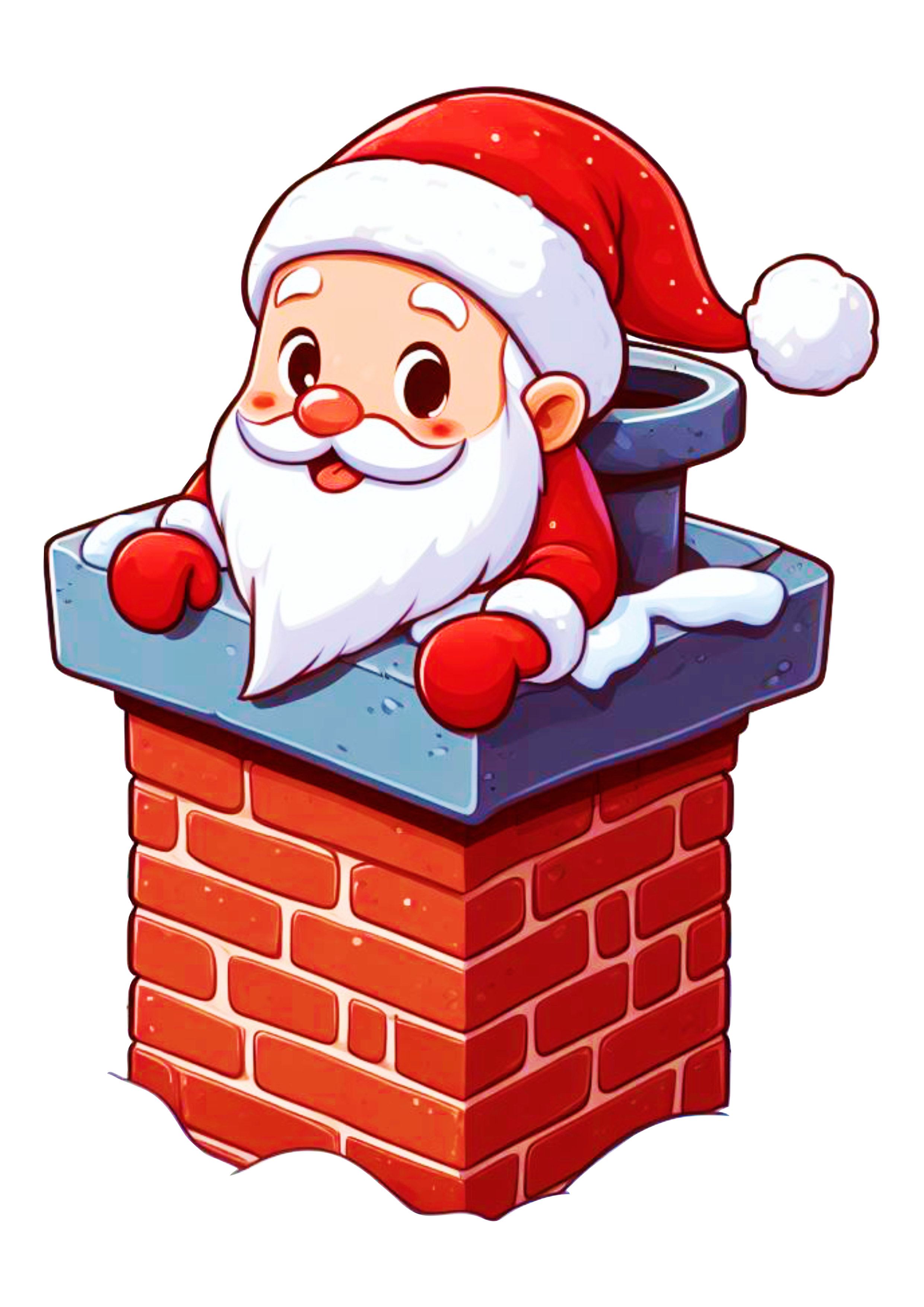 Papai Noel descendo na chaminé ilustração desenho simples fundo transparente png