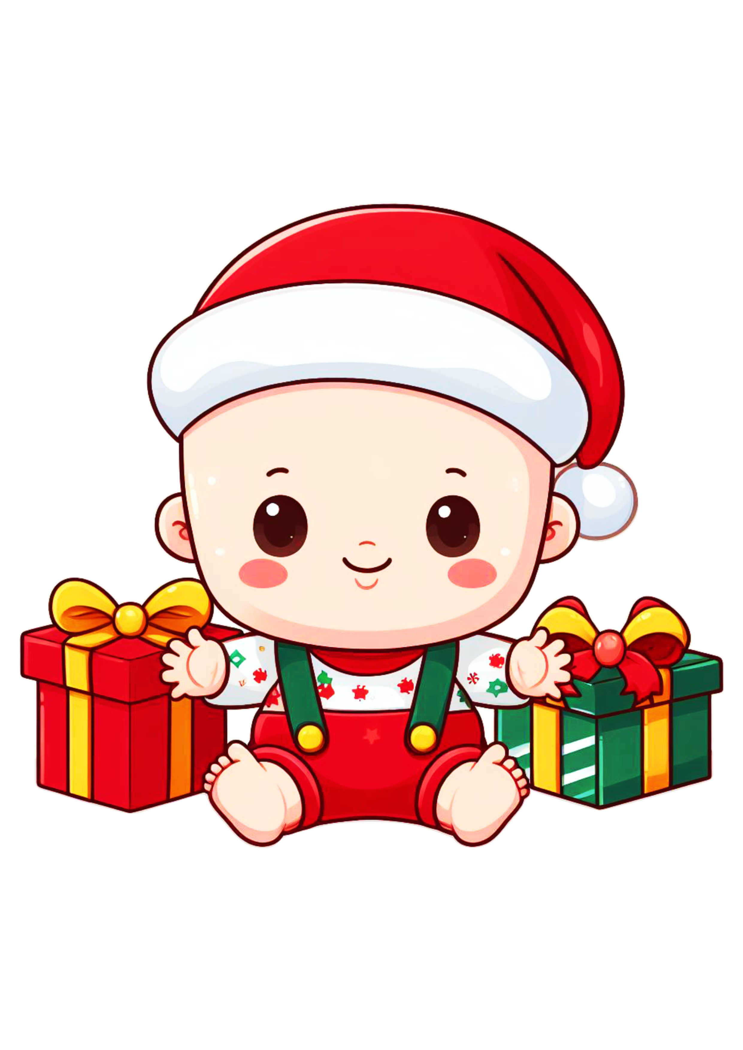 Bebezinho com fantasia do papai Noel desenho simples ilustração grátis criança png