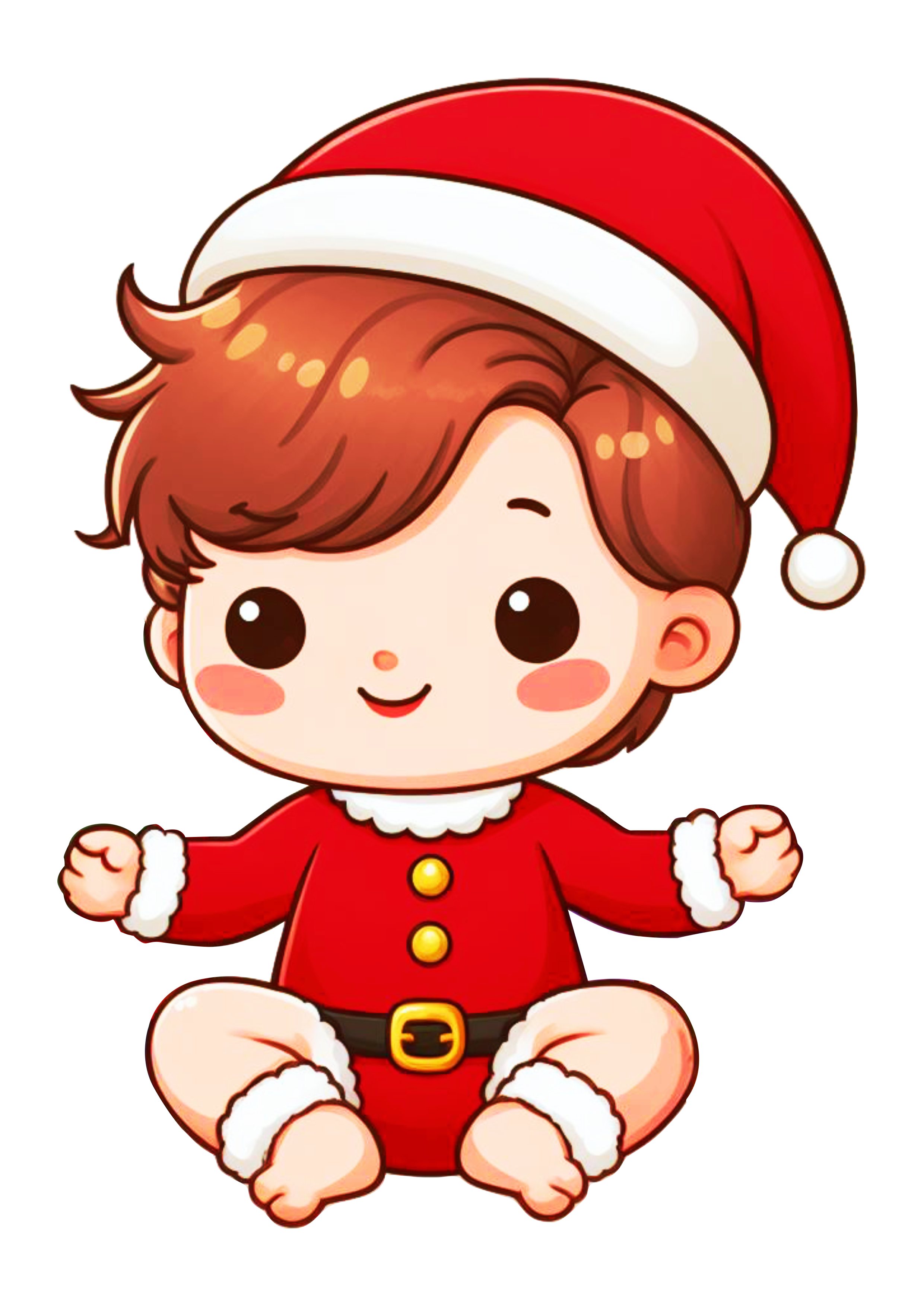 Bebezinho com fantasia do papai Noel desenho simples ilustração grátis criança menino png