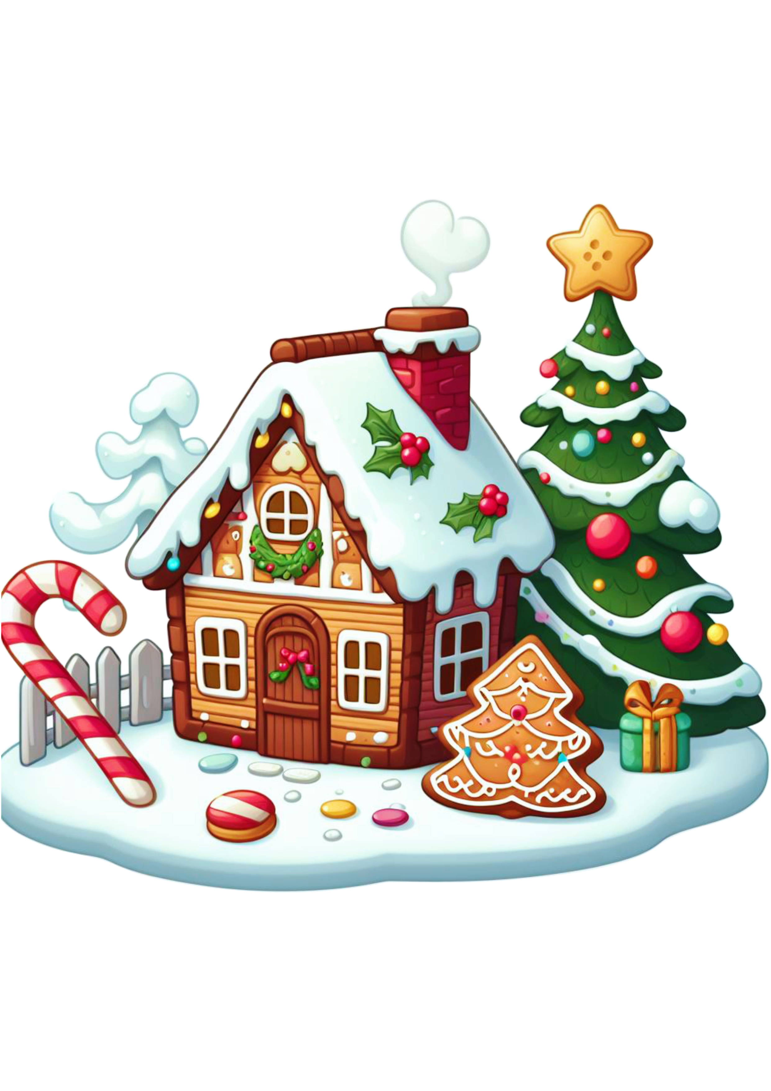 Biscoito de natal cenário casinha decorada neve png