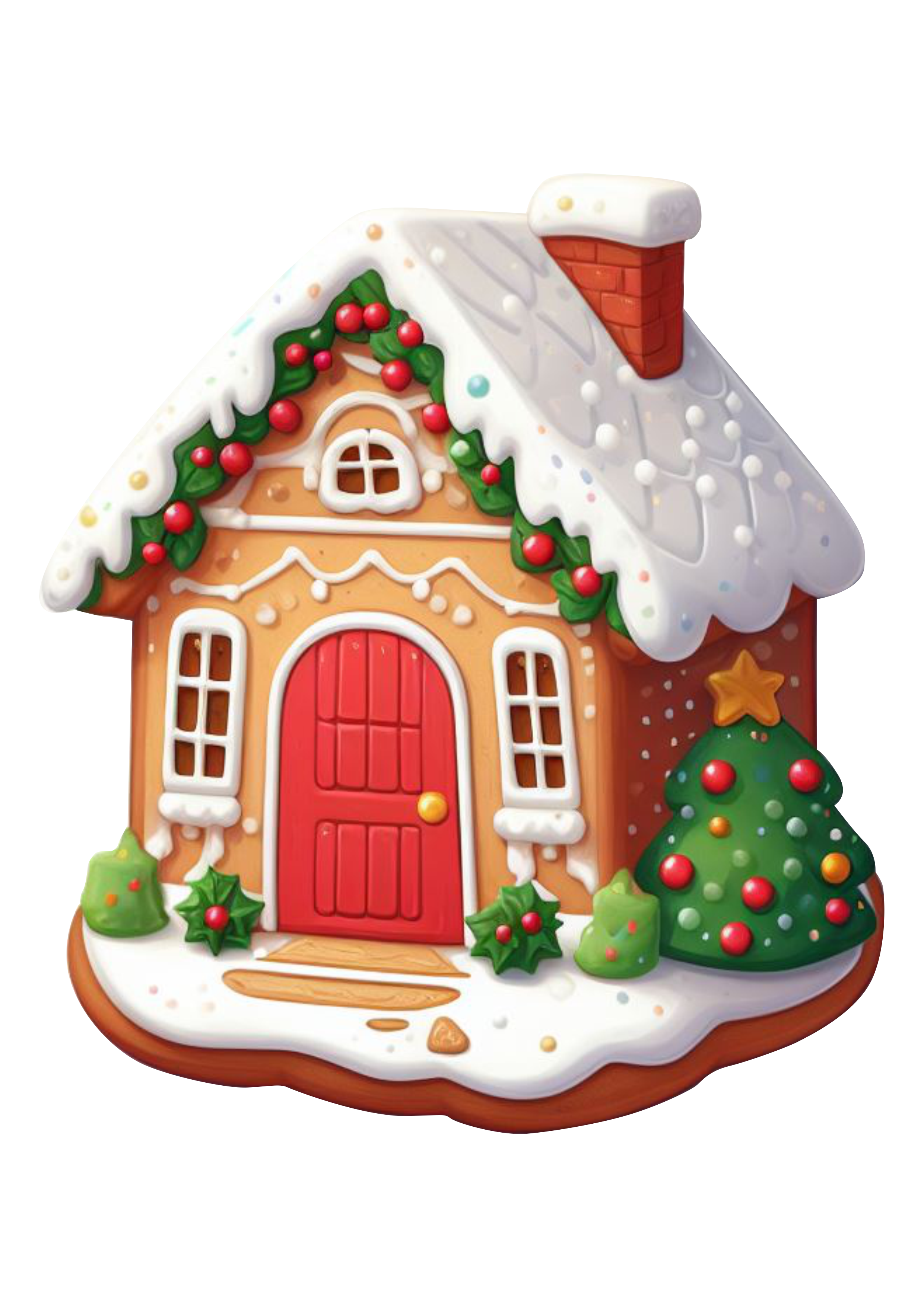Biscoito de natal cenário casinha decorada neve doces png