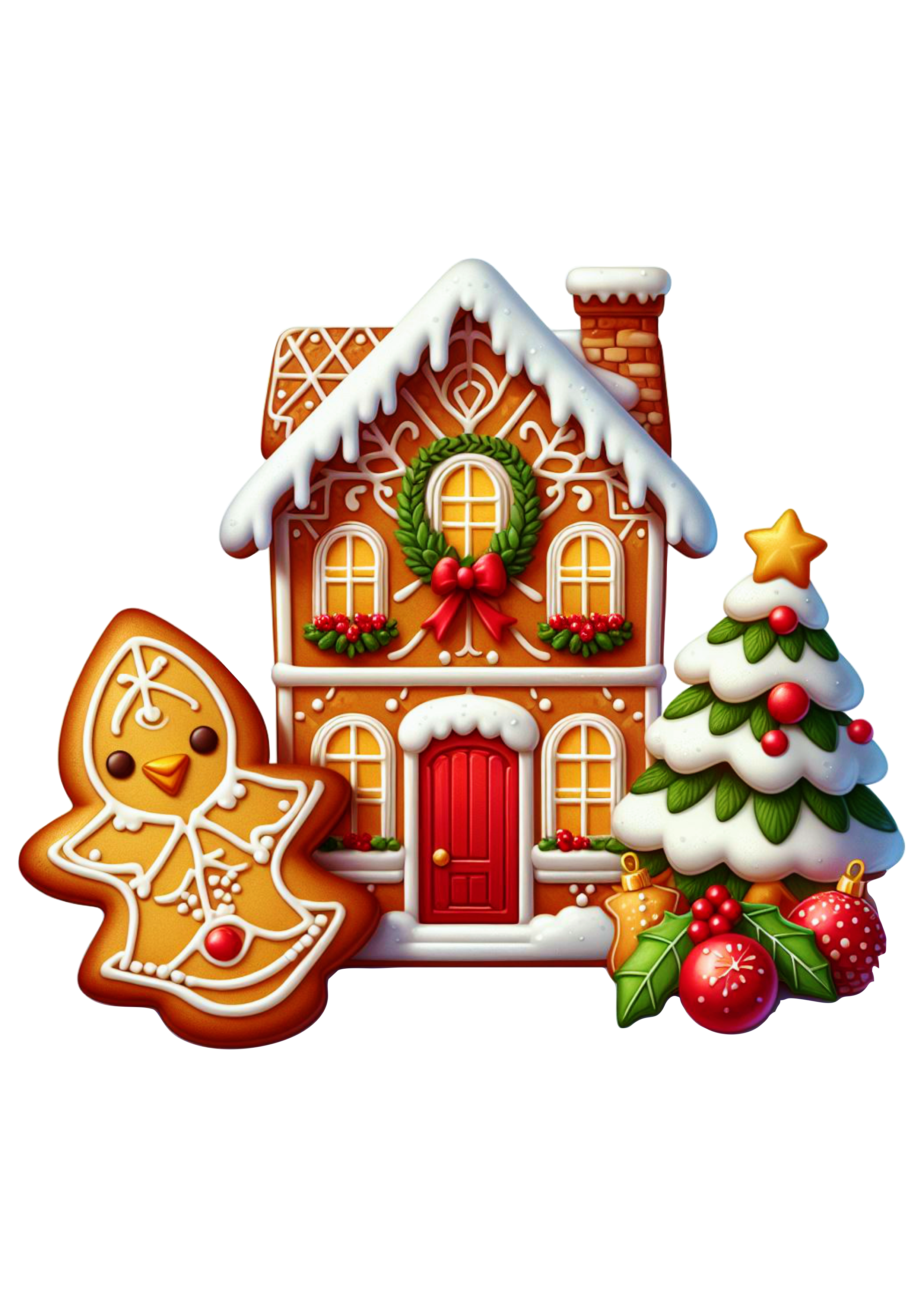 Biscoito de natal cenário casinha decorada neve doces guloseimas imagem com fundo transparente png