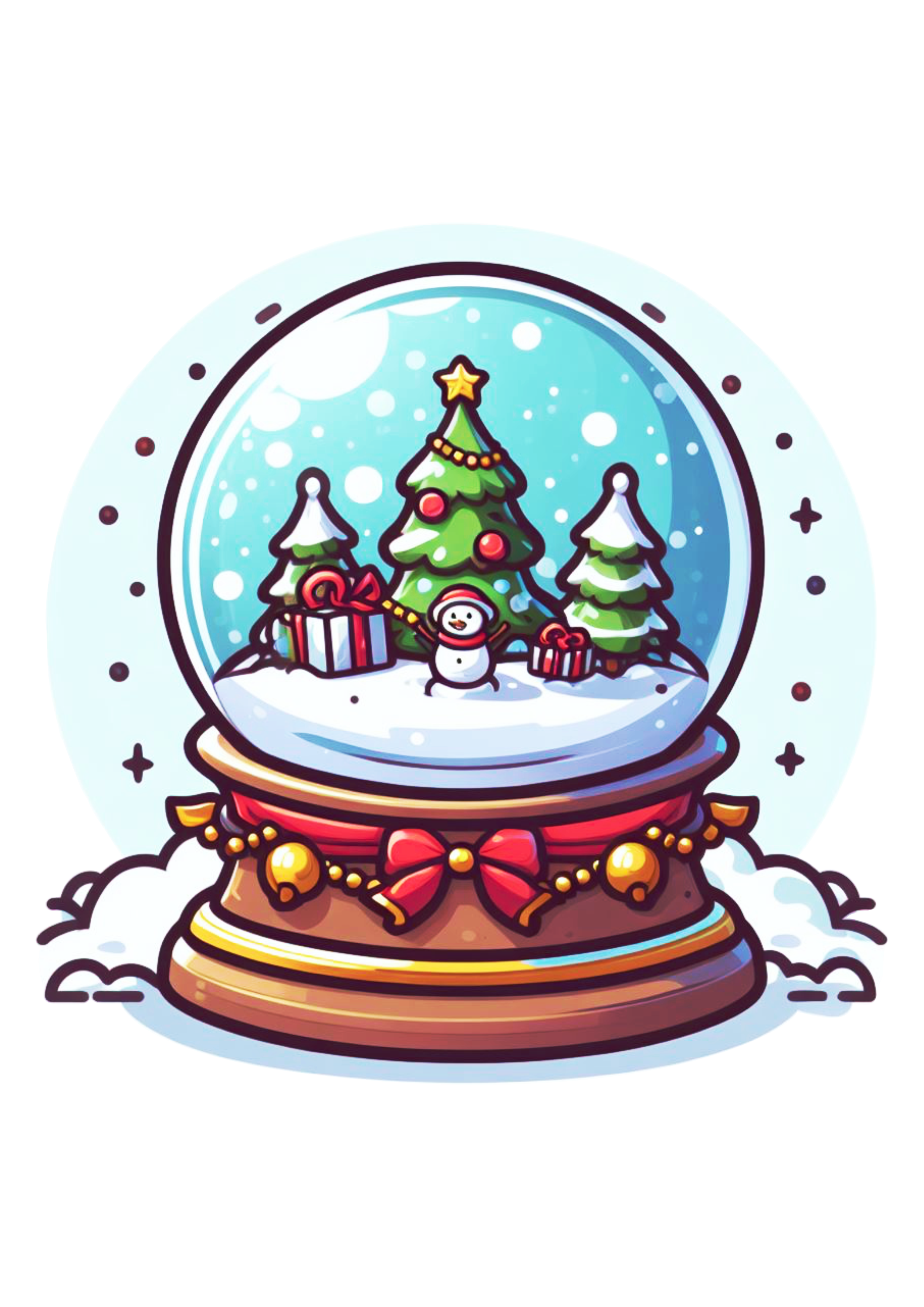 Globo de neve de natal ilustração desenho simples decoração fundo transparente árvore de natal png