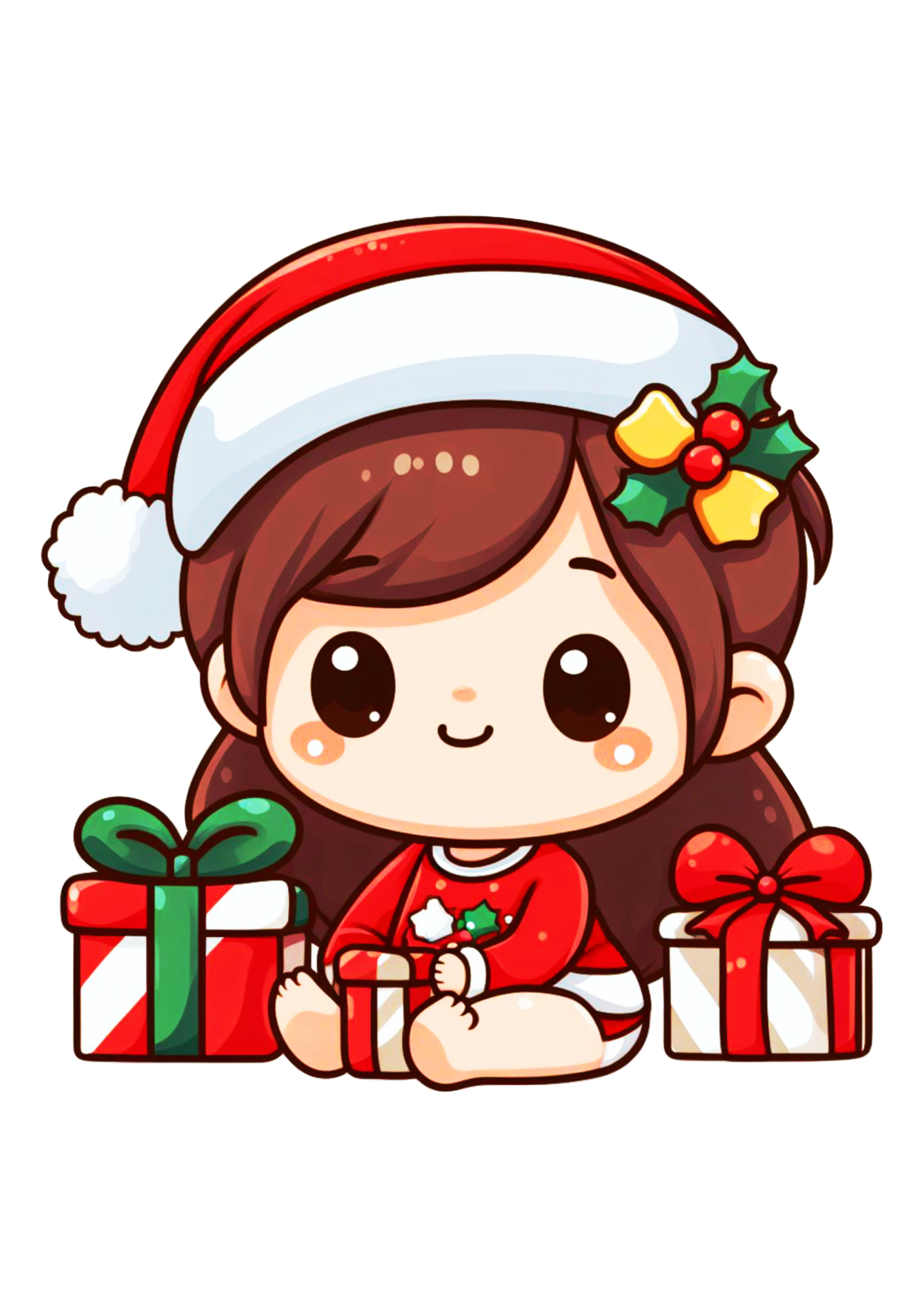 Menina Com Roupinha Do Papai Noel Desenho Simples Fofinho Ilustração Design Imagem Sem Fundo Png 