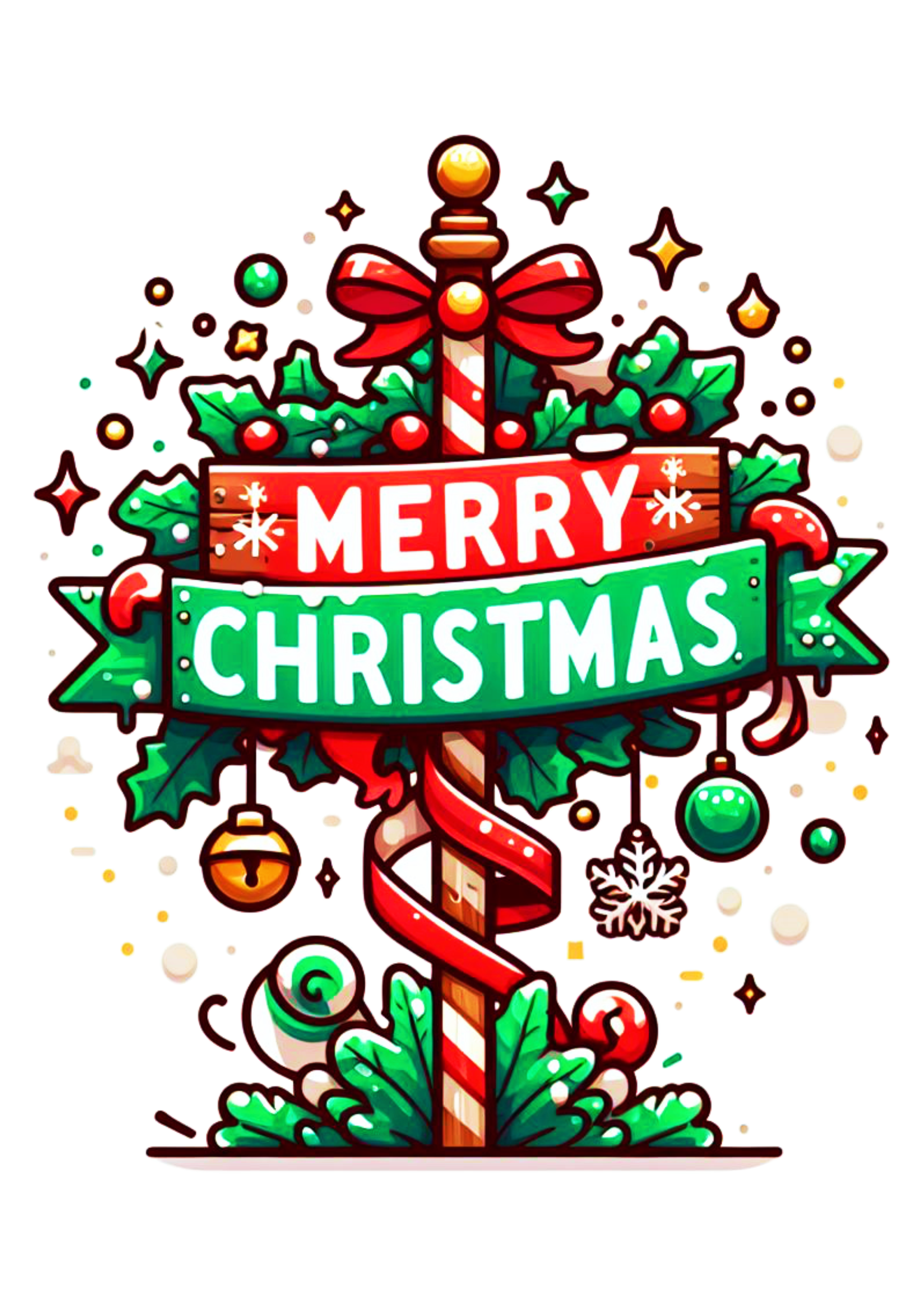 Plaquinha de natal Merry Christmas ilustração decoração png