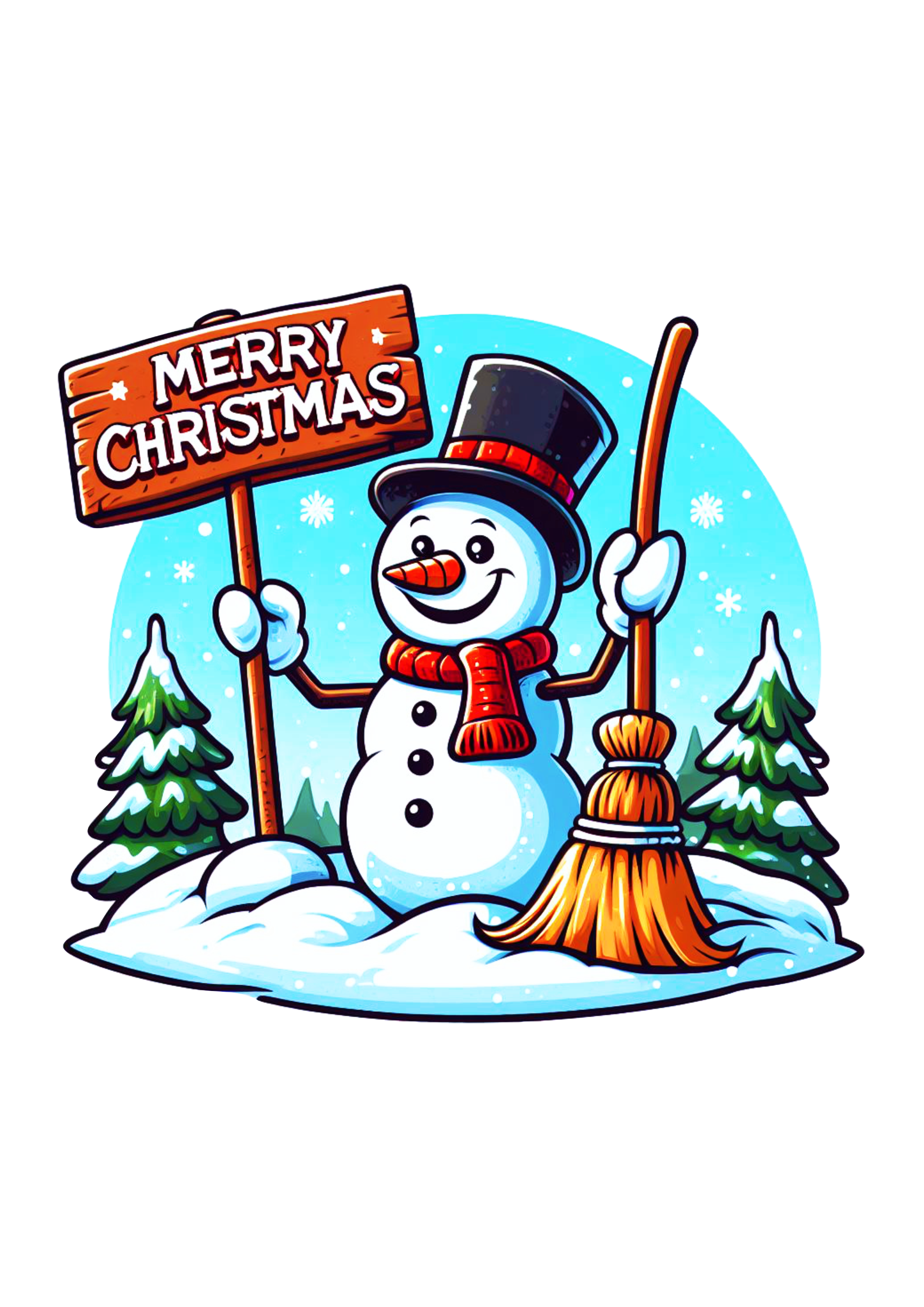 Boneco de neve segurando uma plaquinha decoração de natal ilustração desenho fofinho animação merry christmas snowman png