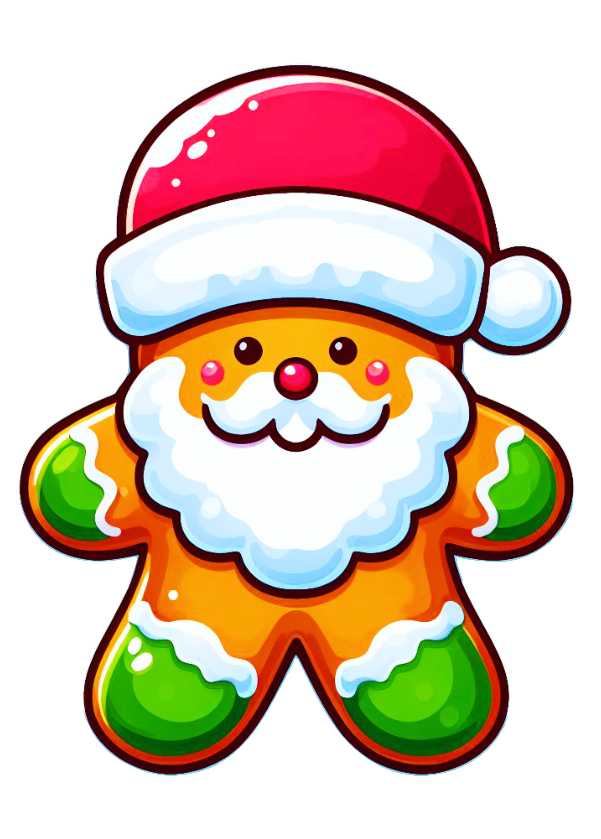 Decoração de natal homem biscoito de gengibre desenho simples papai Noel ilustração png