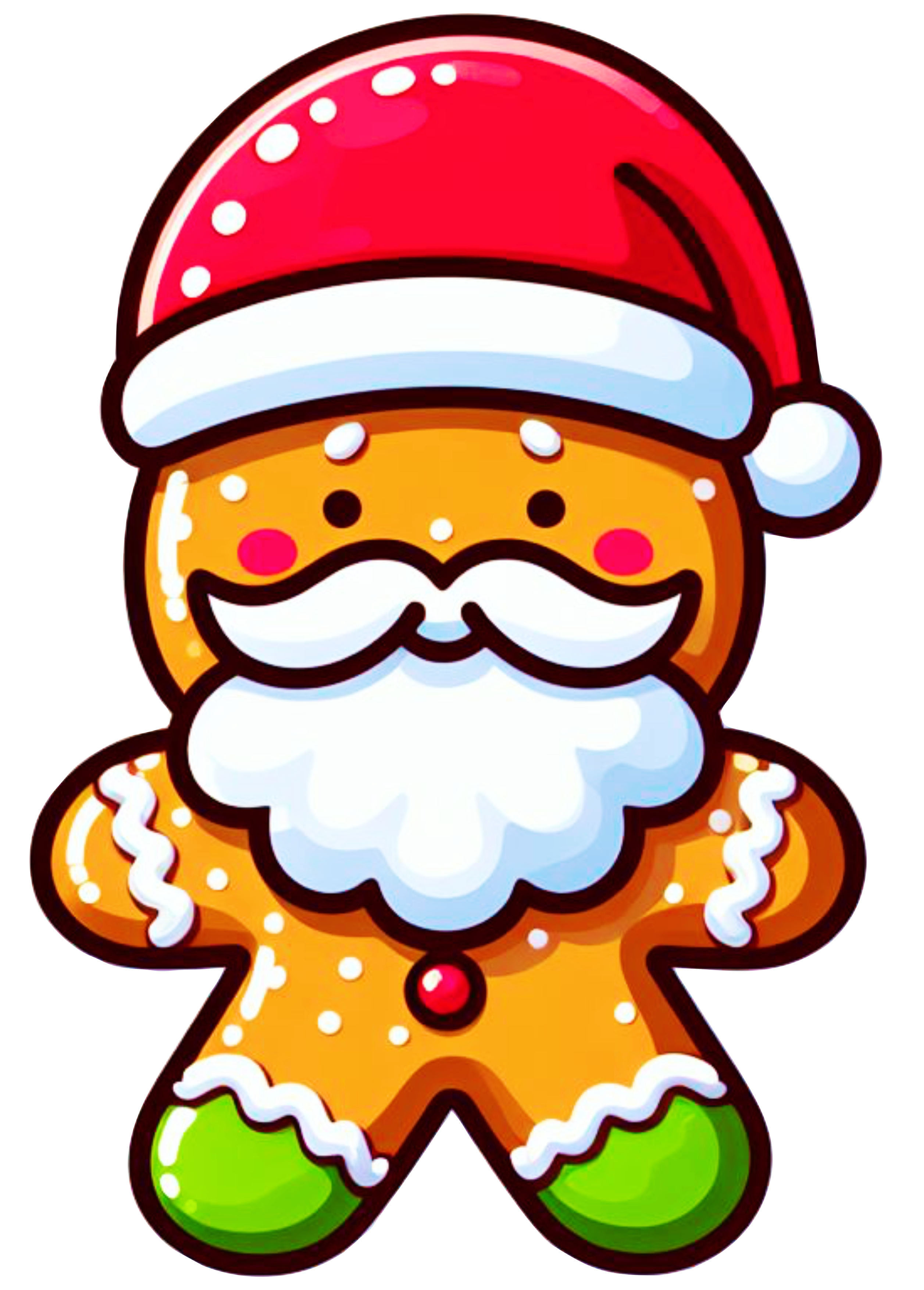 Decoração de natal homem biscoito de gengibre desenho simples papai Noel ilustração barbado pack de imagens png