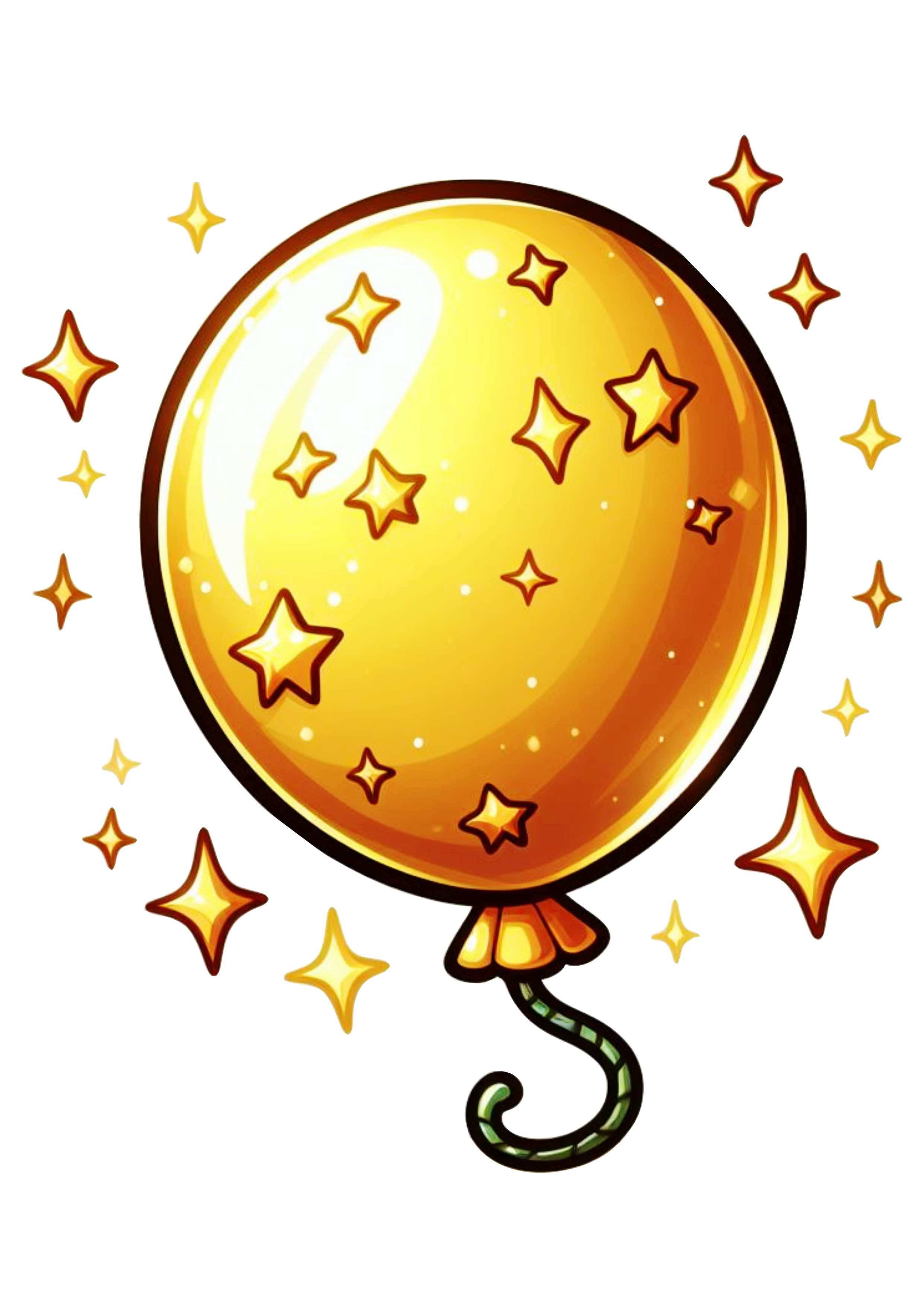 Balão dourado com estrelinhas desenho animado png image ilustração