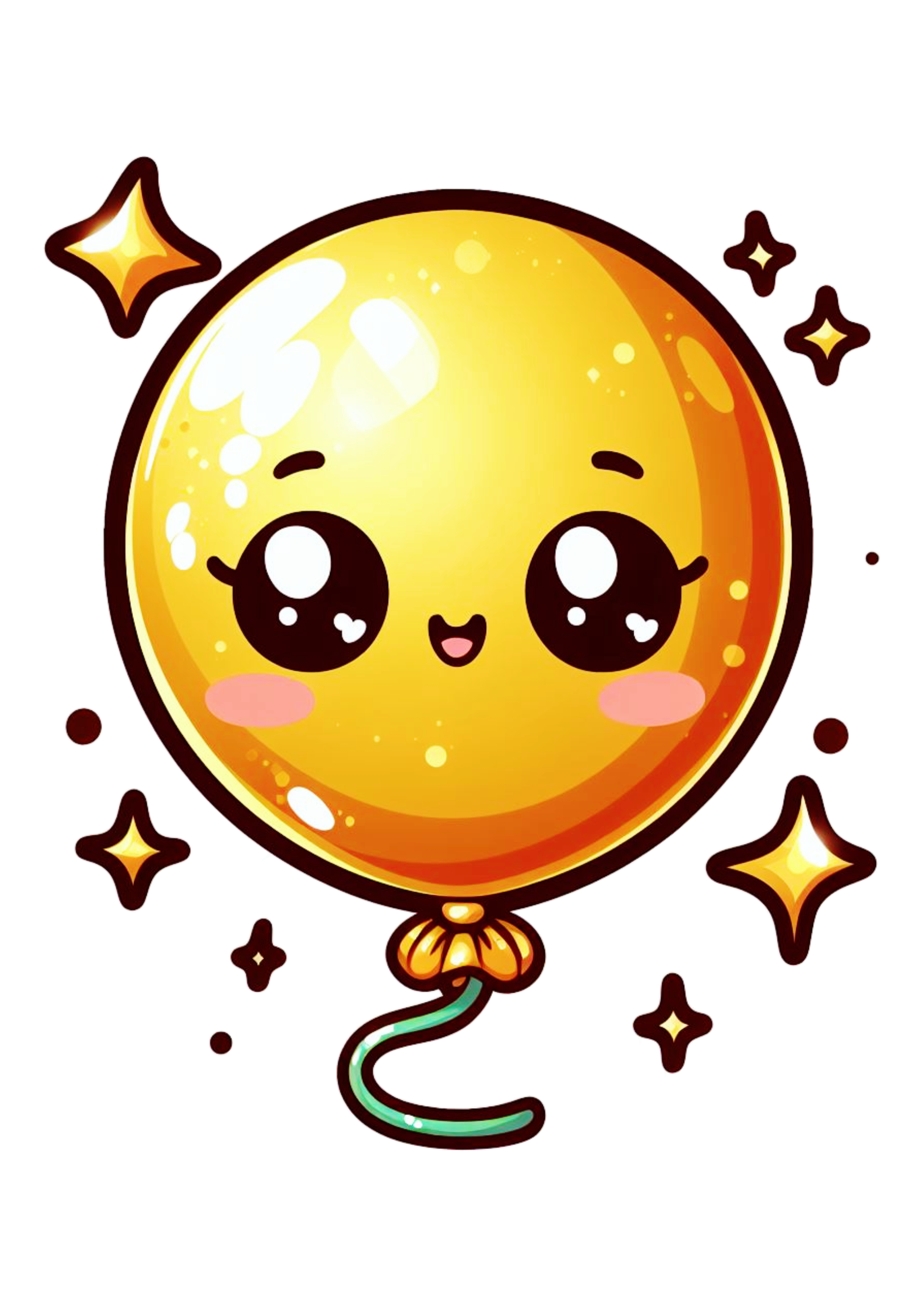 Balão dourado fofinho com estrelinhas desenho animado png image ilustração