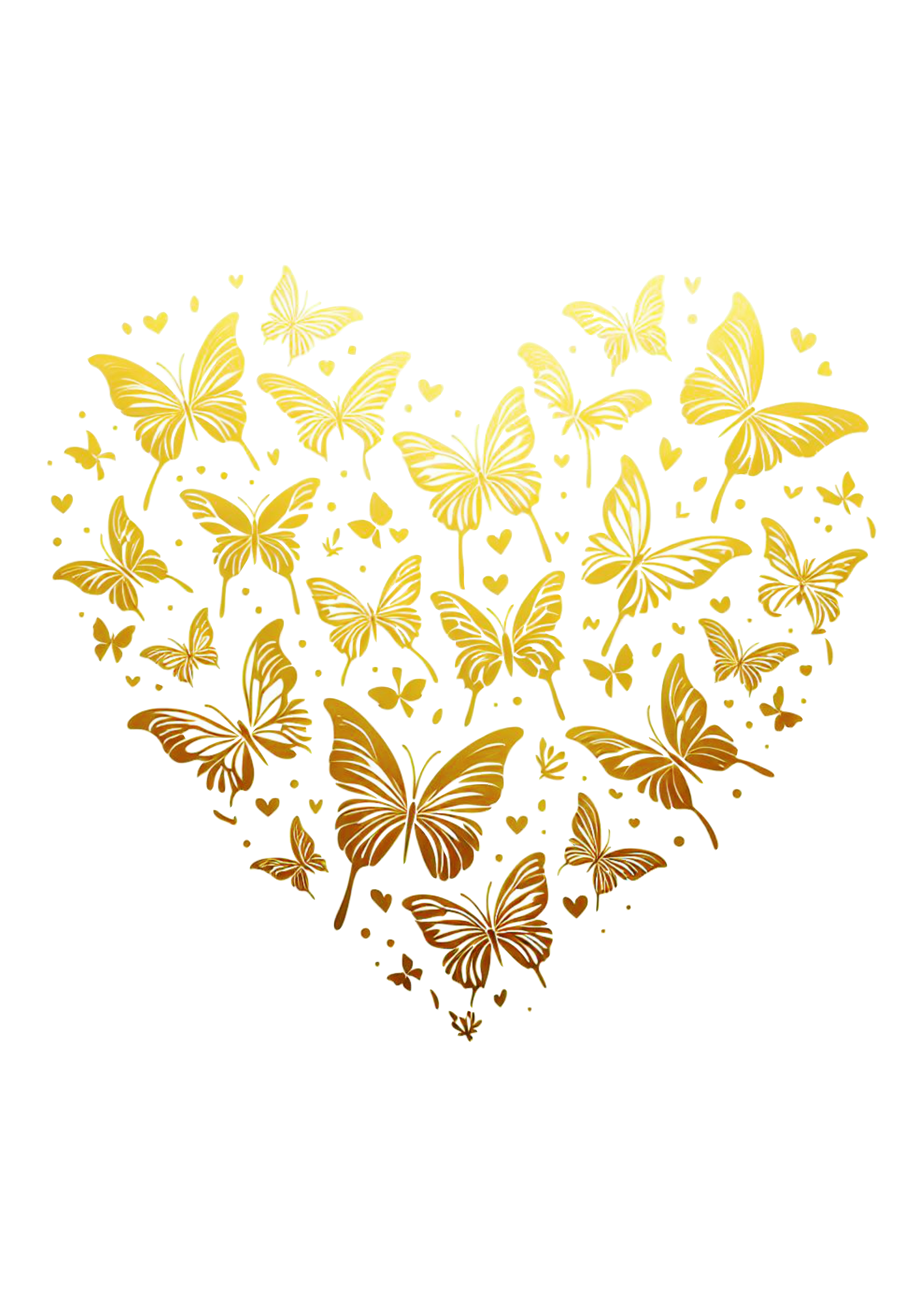 Coração borboletas douradas png image decoração artes gráficas