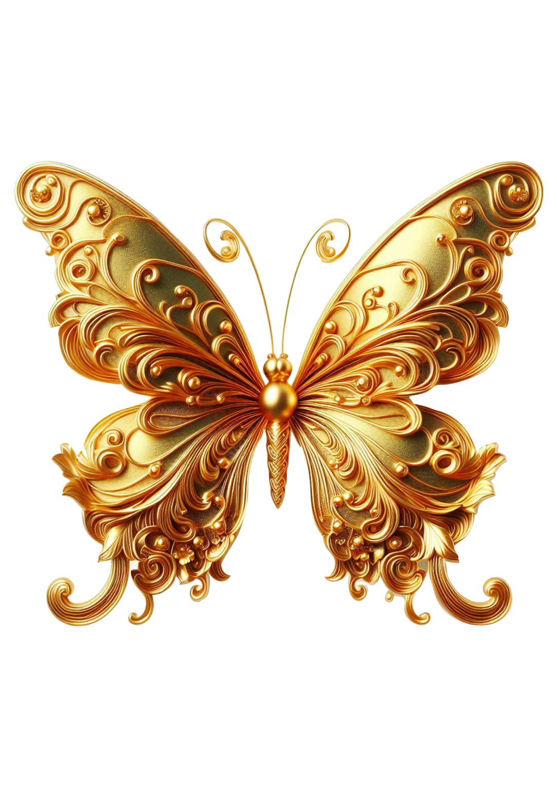 Borboleta dourada joia png