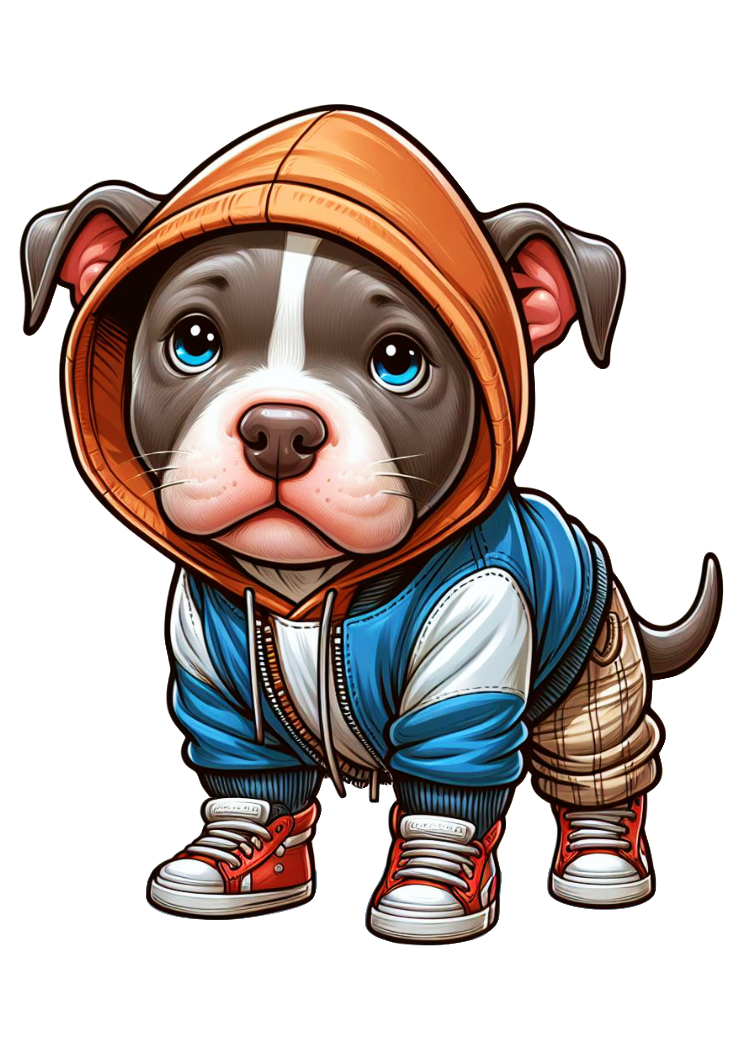 Pitbull cachorrinho de roupa de skatista desenho infantil blusão moletom png image