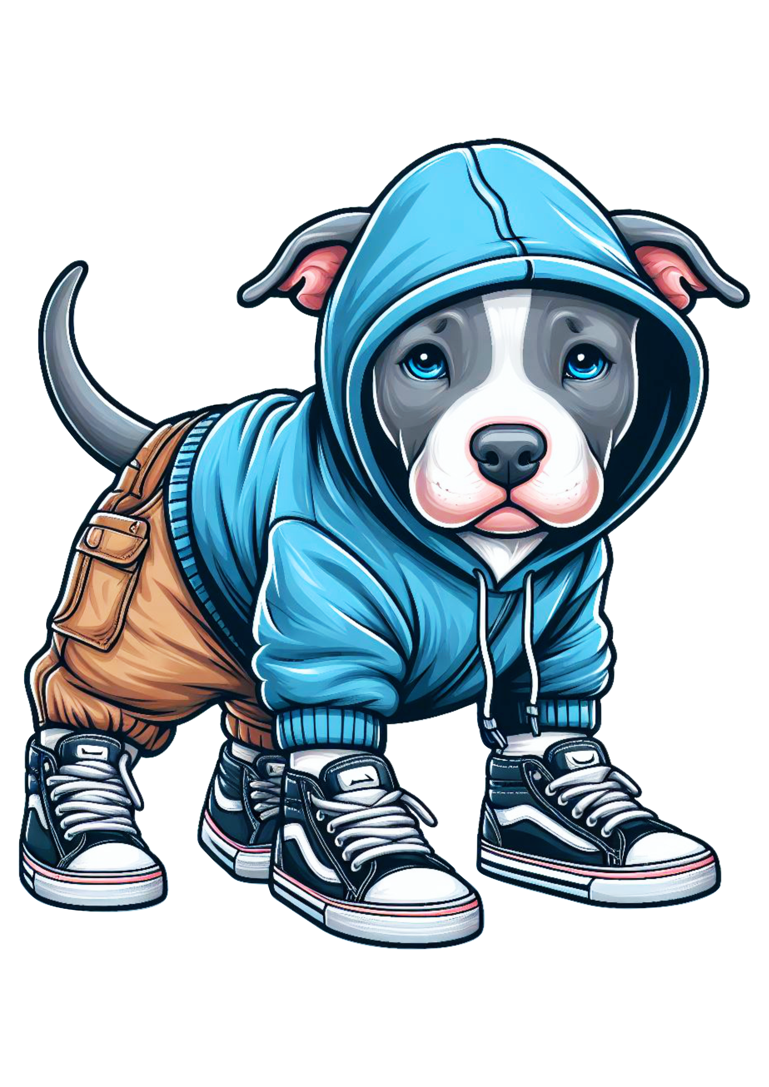 Pitbull cachorrinho de roupa de skatista desenho infantil desenho artístico artes gráficas png