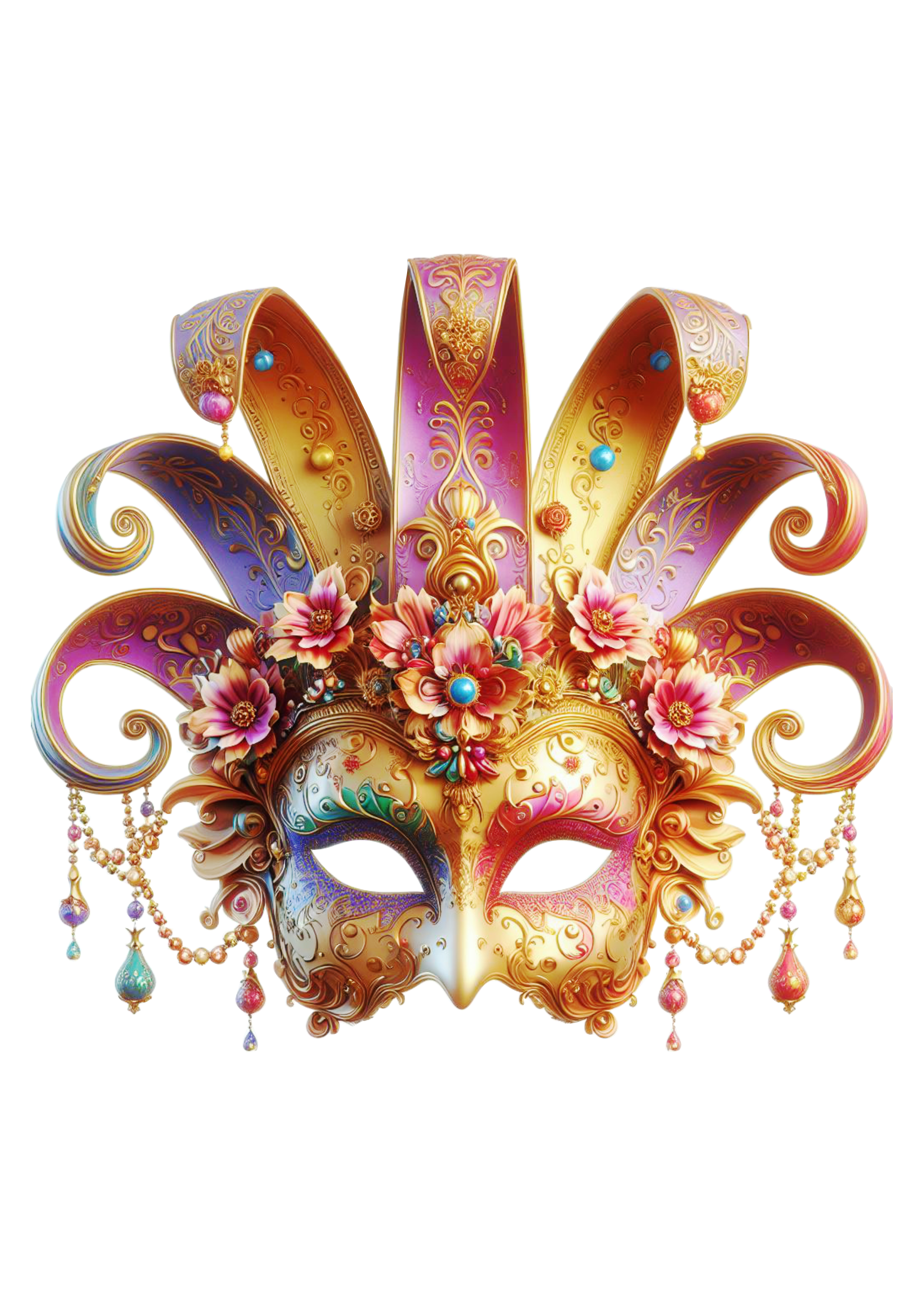 Máscara de carnaval dourada png