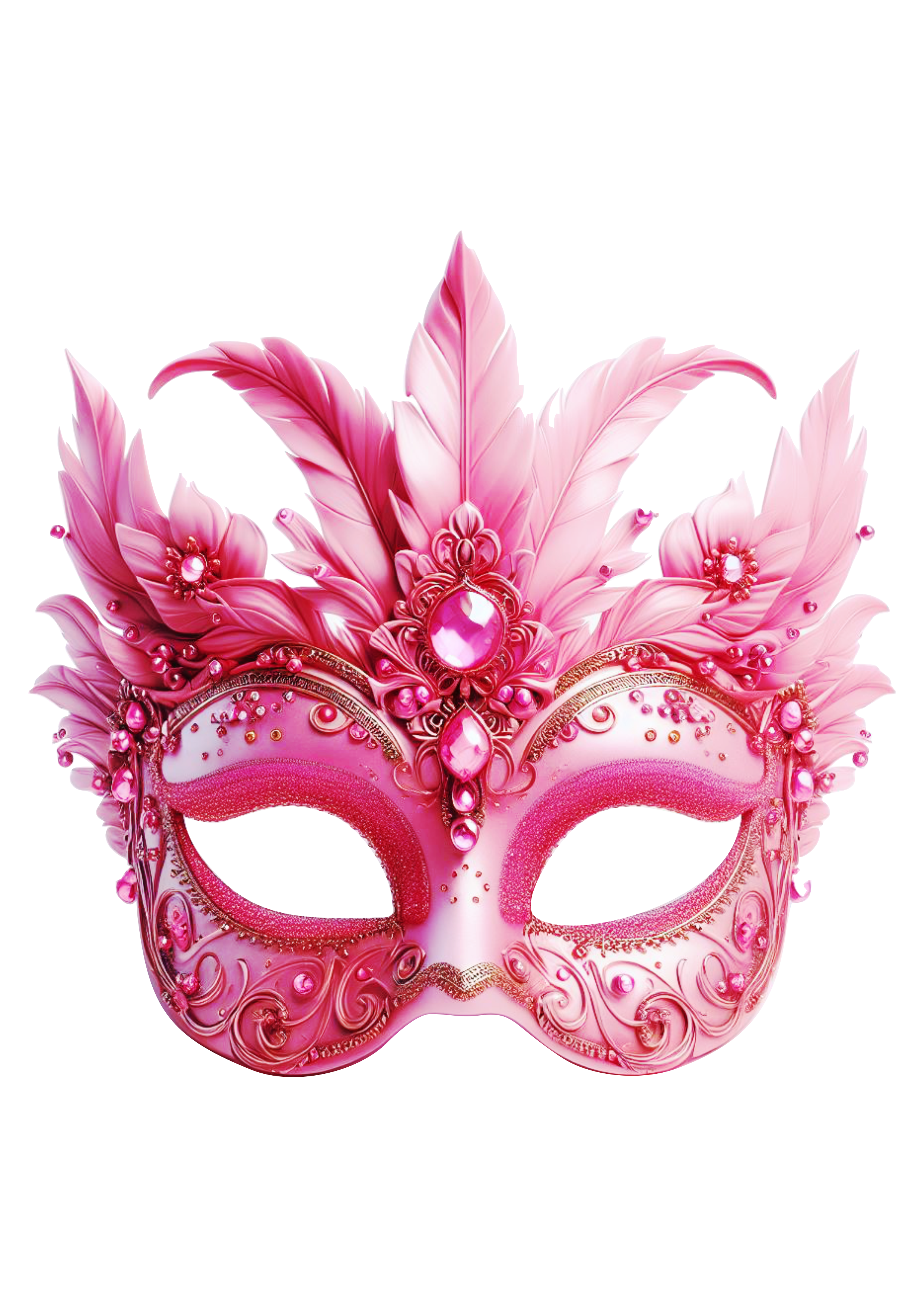 Máscara de carnaval brilhante joias baile de máscaras png image rosa penas