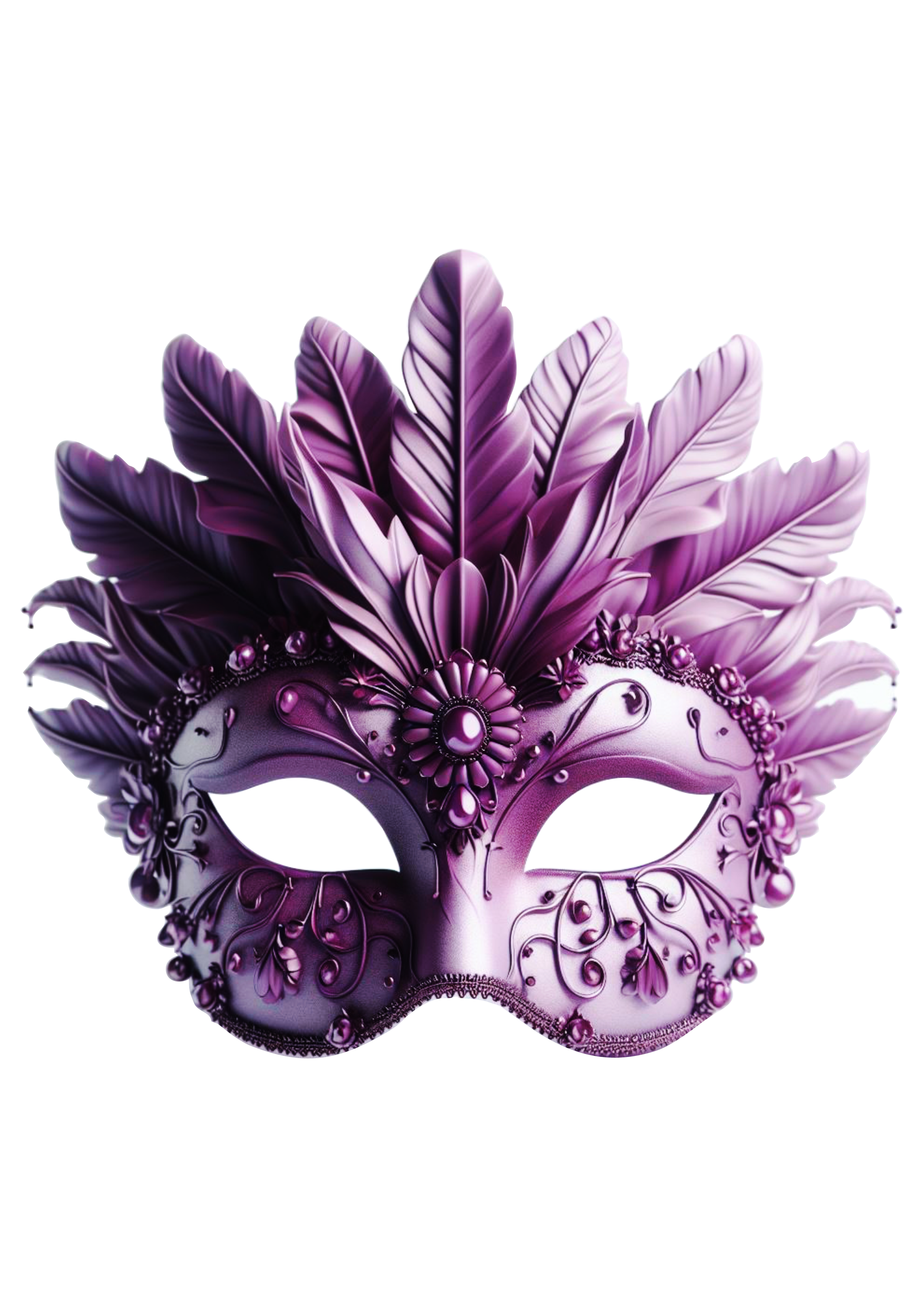 Máscara de carnaval brilhante joias baile de máscaras png image lilás com penas