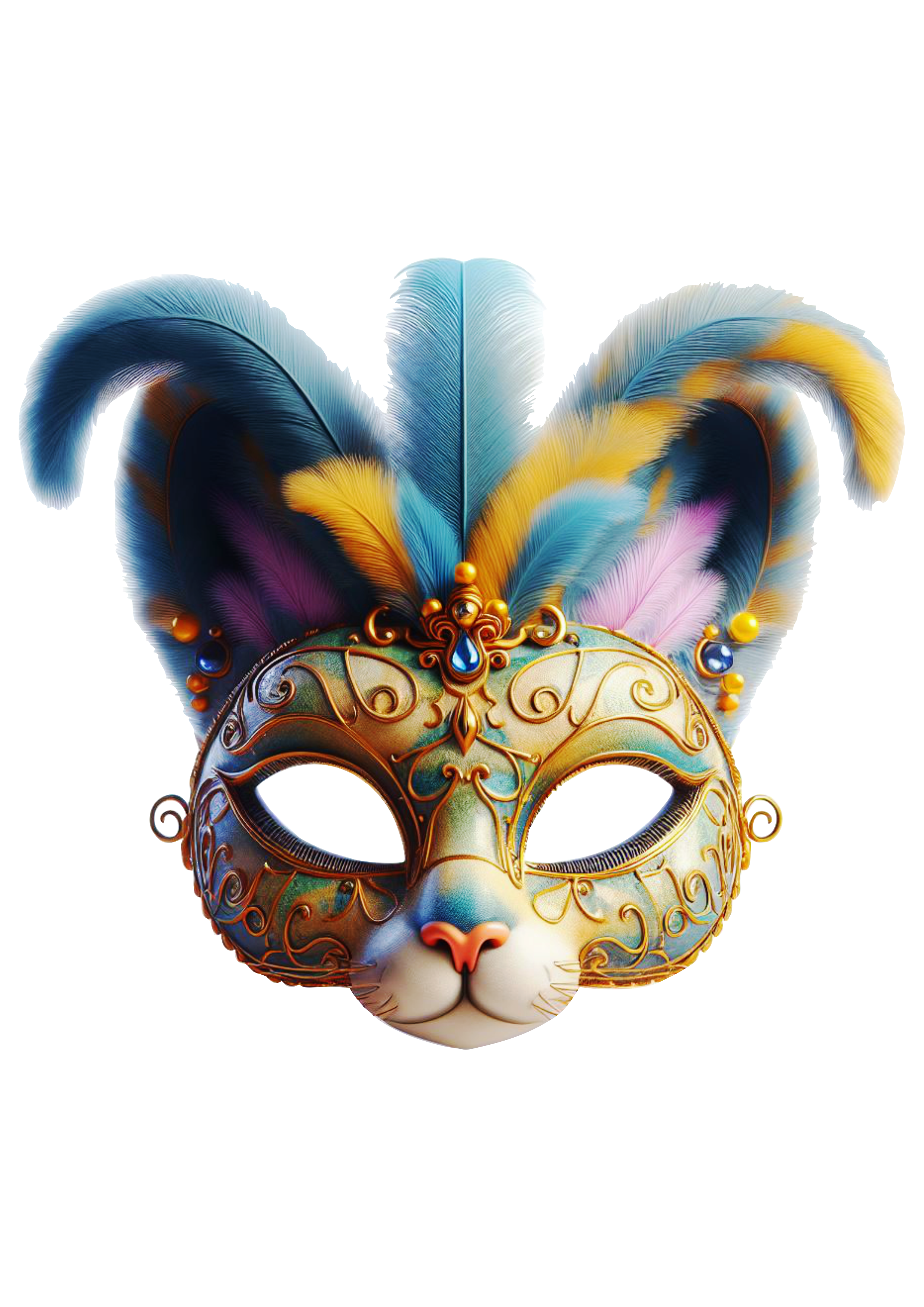 Máscara de carnaval brilhante joias baile de máscaras png image gato