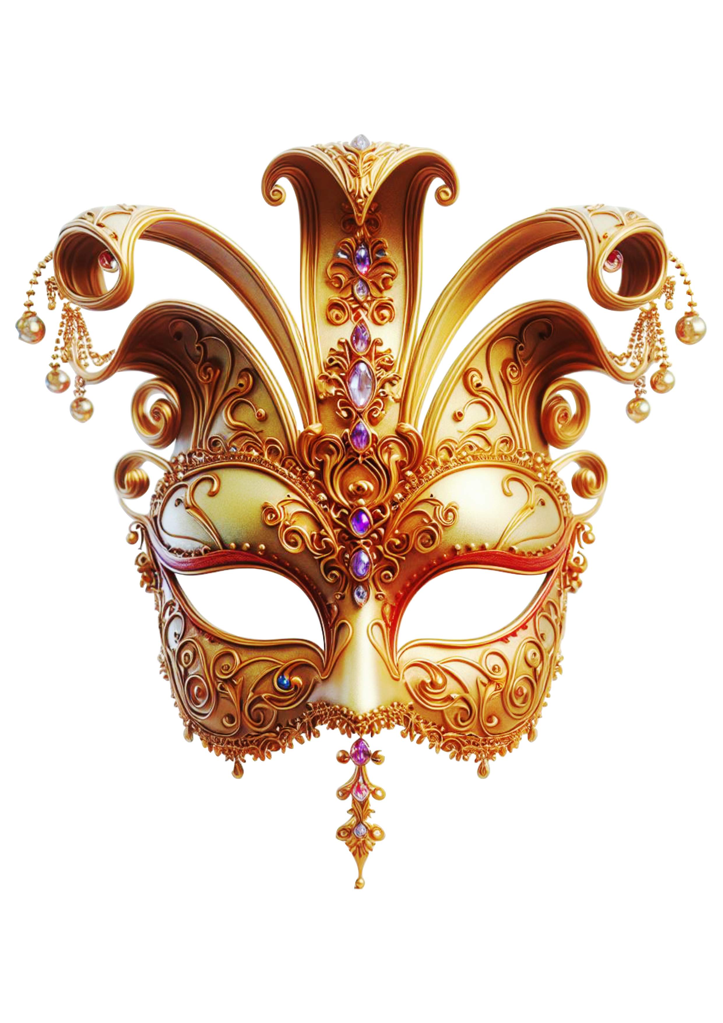 Máscara de carnaval dourada baile png