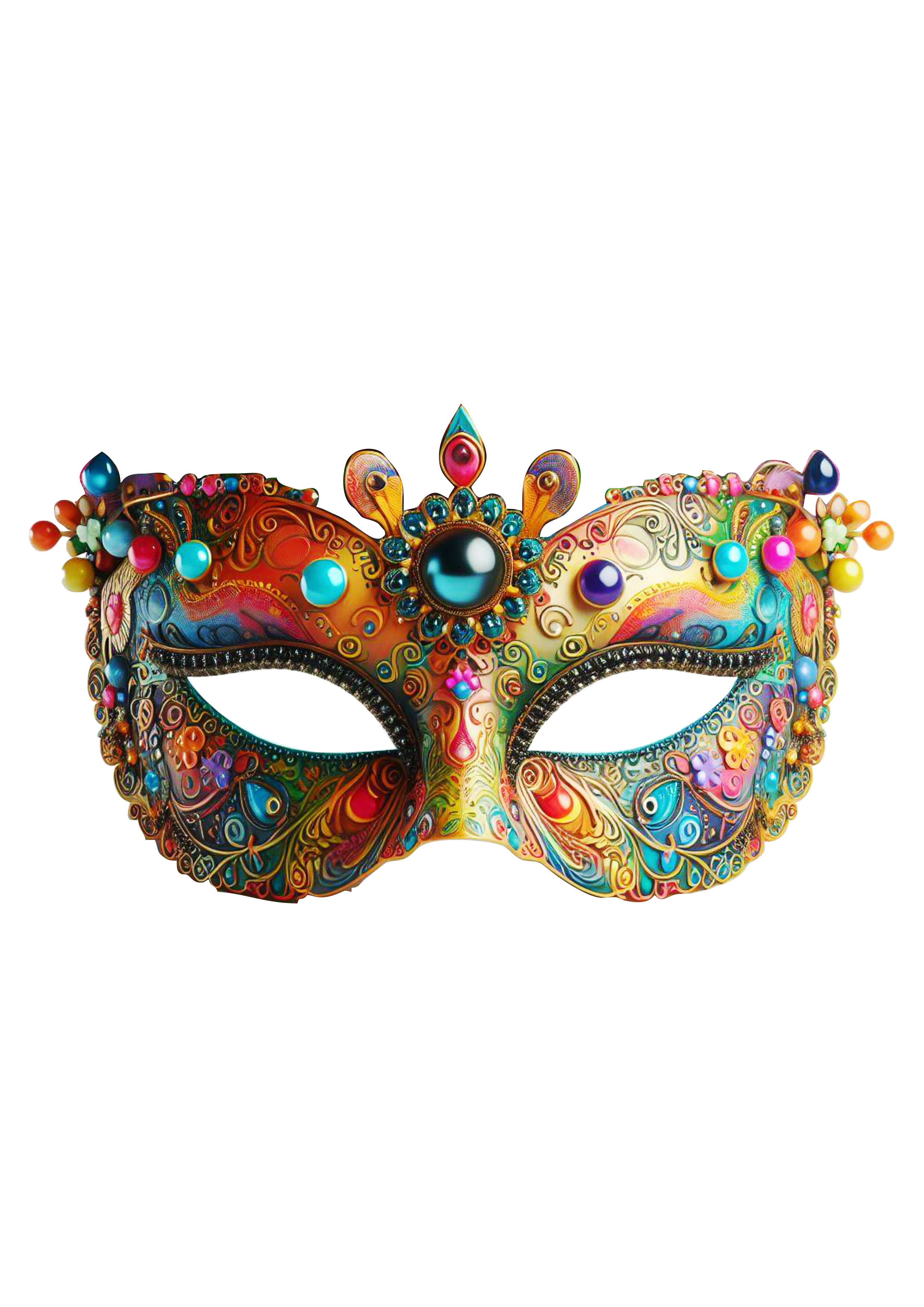 Máscara de carnaval brilhante joias baile de máscaras png colorido