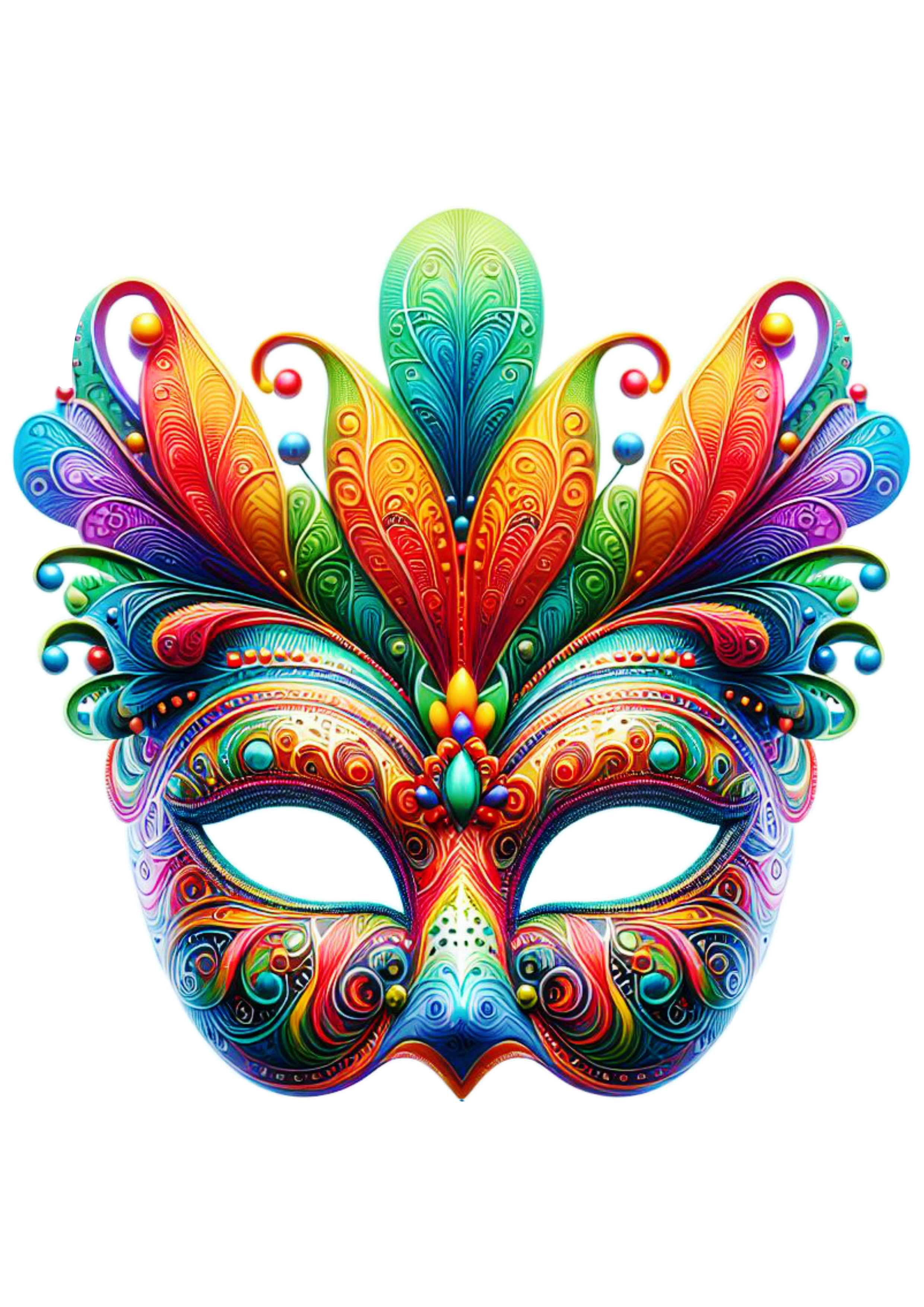 Máscara de carnaval brilhante joias baile de máscaras png penas coloridas design