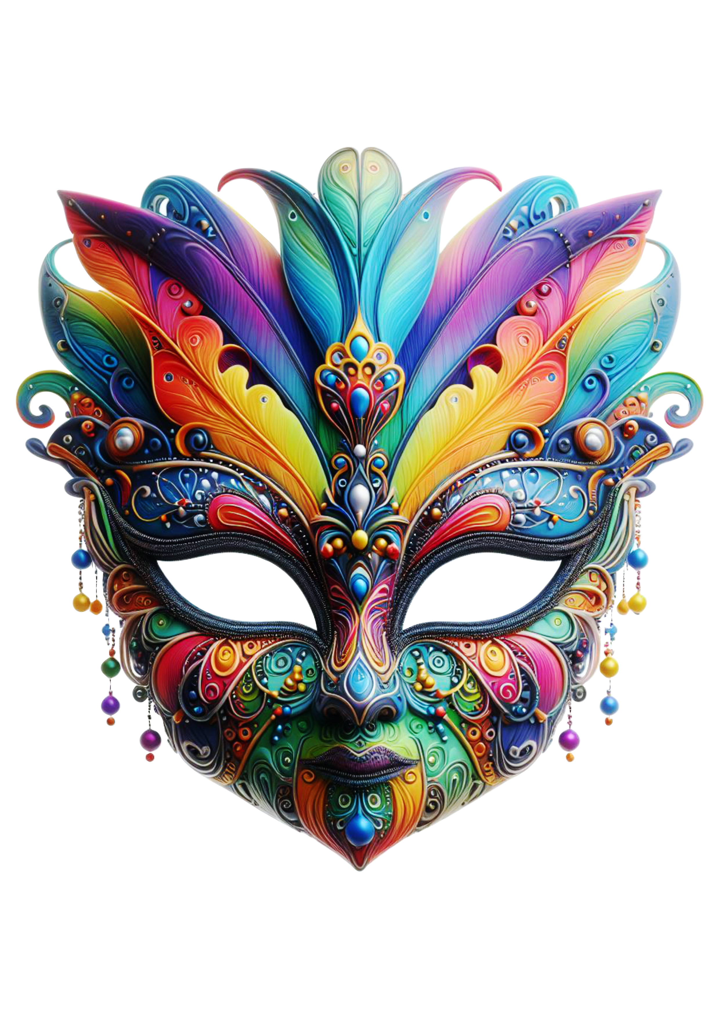 Máscara de carnaval brilhante joias baile de máscaras png penas coloridas design artes gráficas