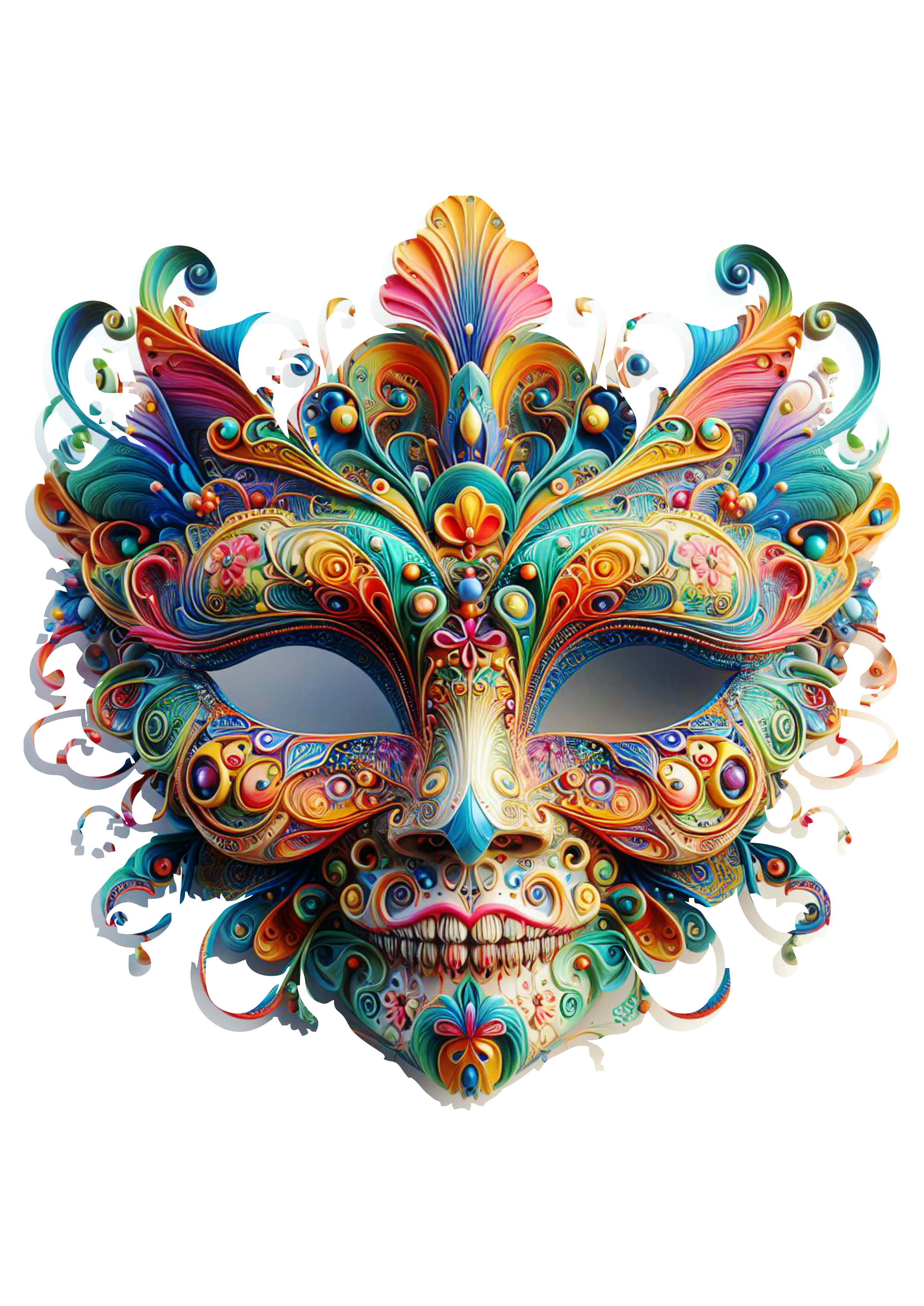 Máscara de carnaval brilhante joias baile de máscaras png penas coloridas esqueleto artes gráficas escola de samba molde