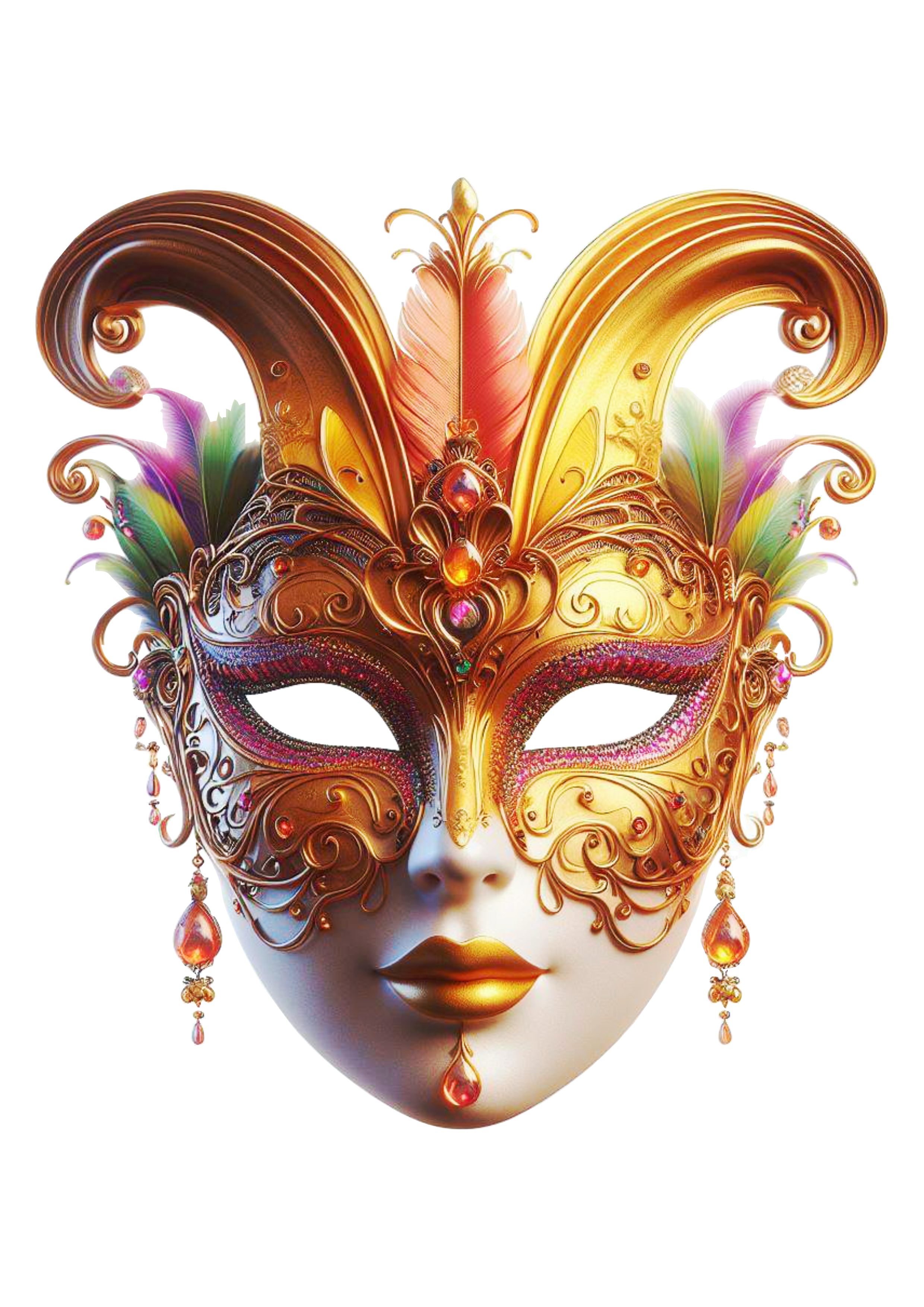 Máscara de carnaval dourada baile de máscaras png
