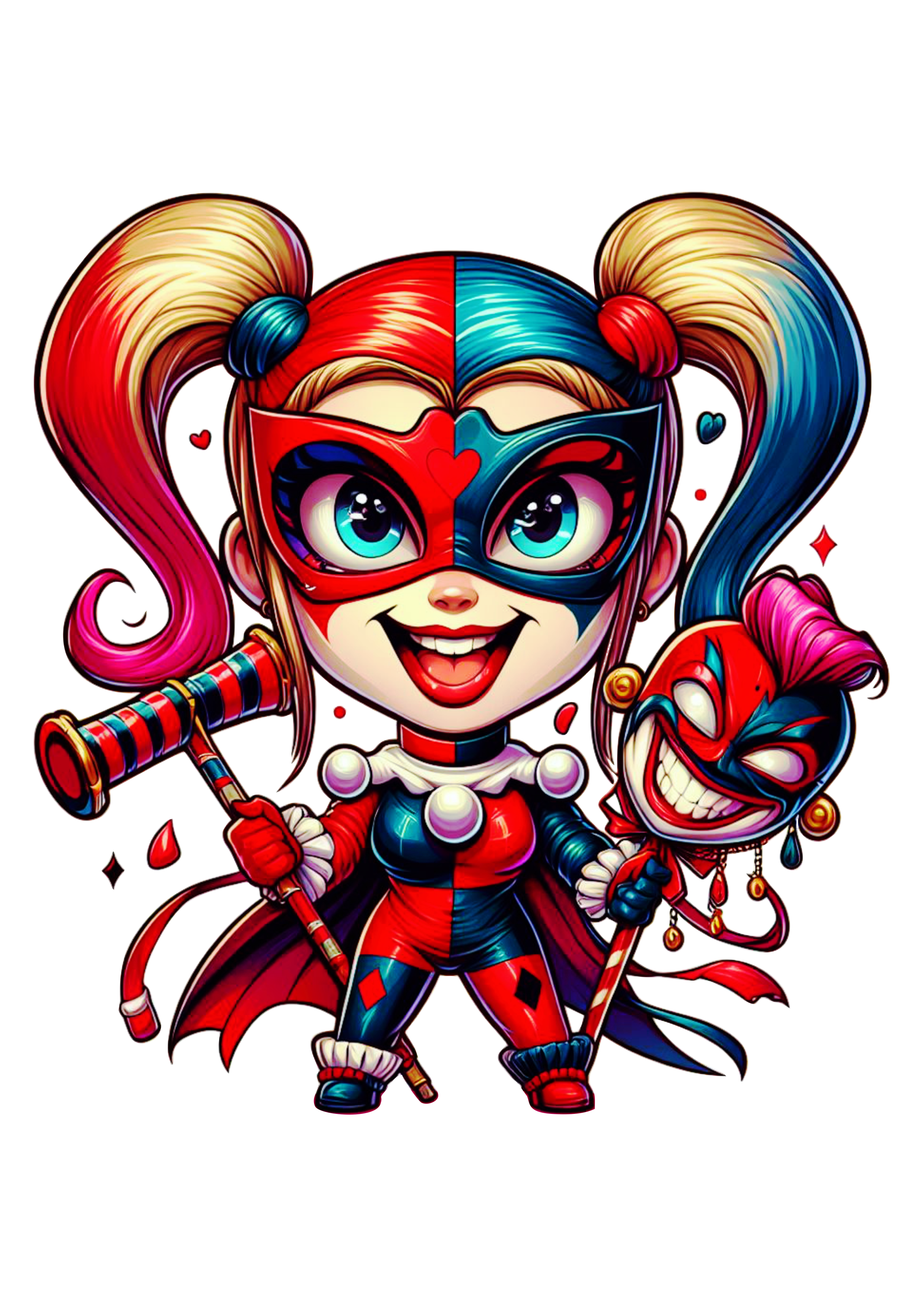 Arlequina Harley Quinn fantasia de carnaval png imagem desenho fofinho
