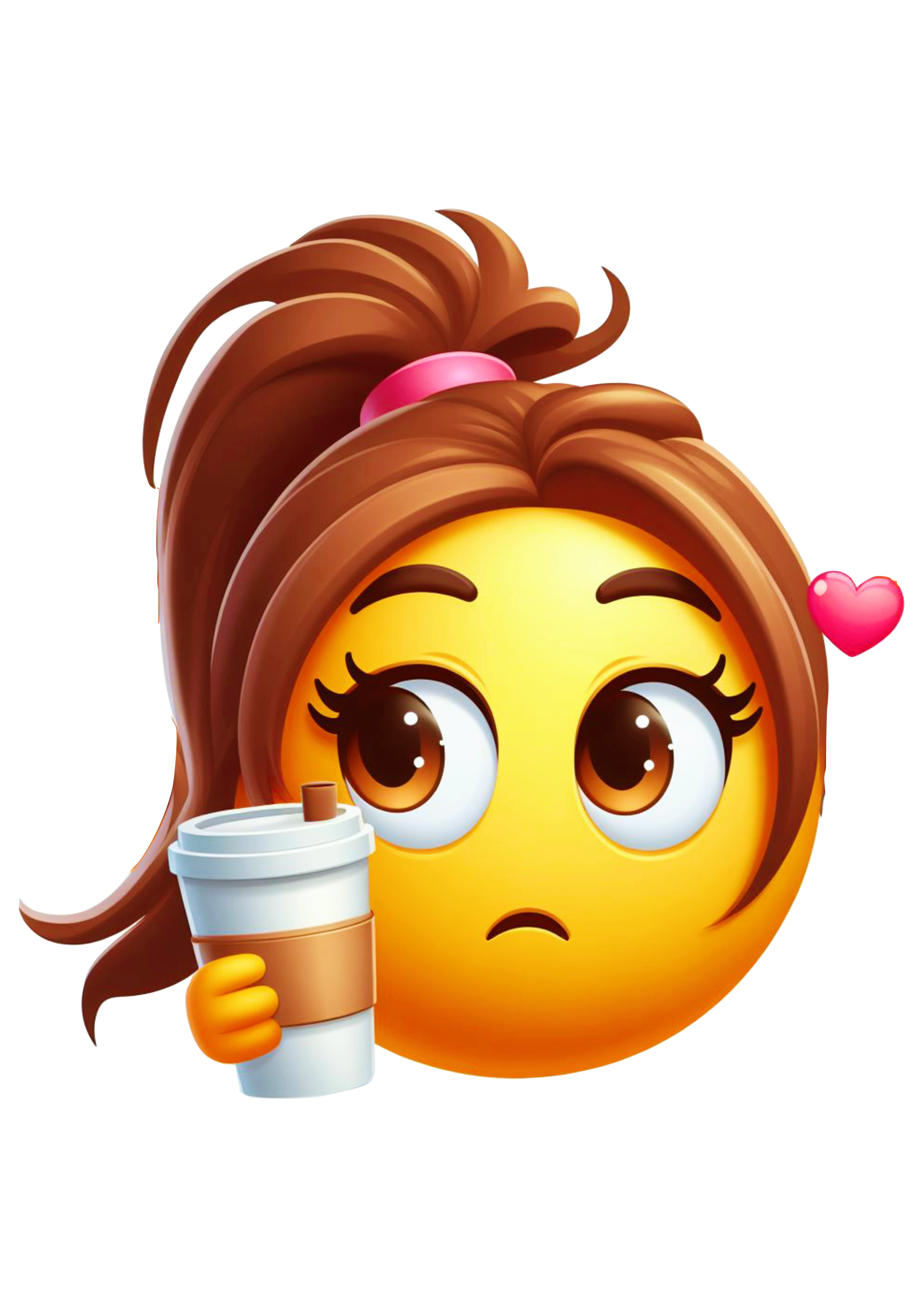 Emoji para whatsapp facebook instagram PNG mulher tomando cafezinho penteado imagens fundo transparente