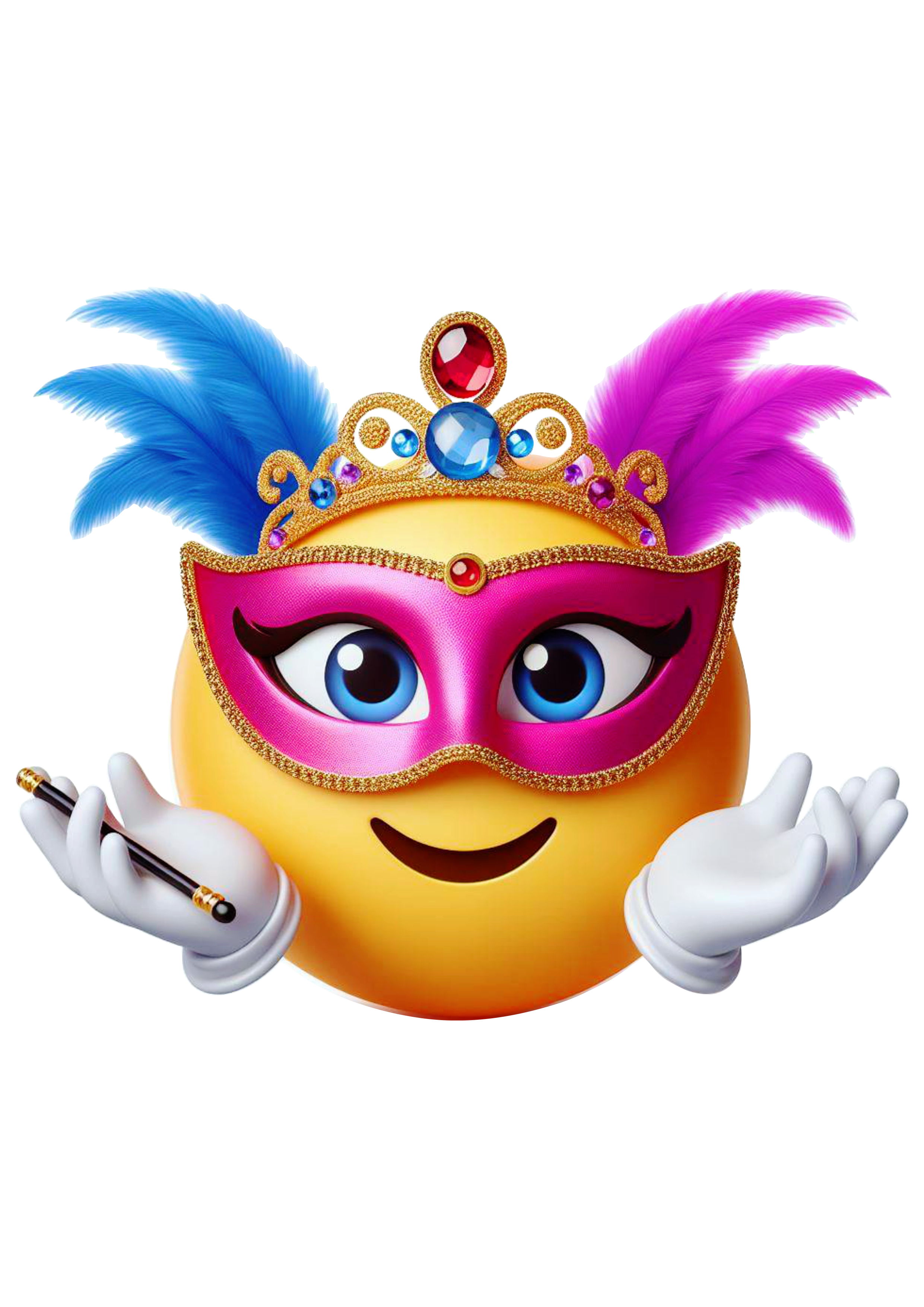 Emoji engraçado de carnaval para redes sociais baile de máscaras pack de imagens png
