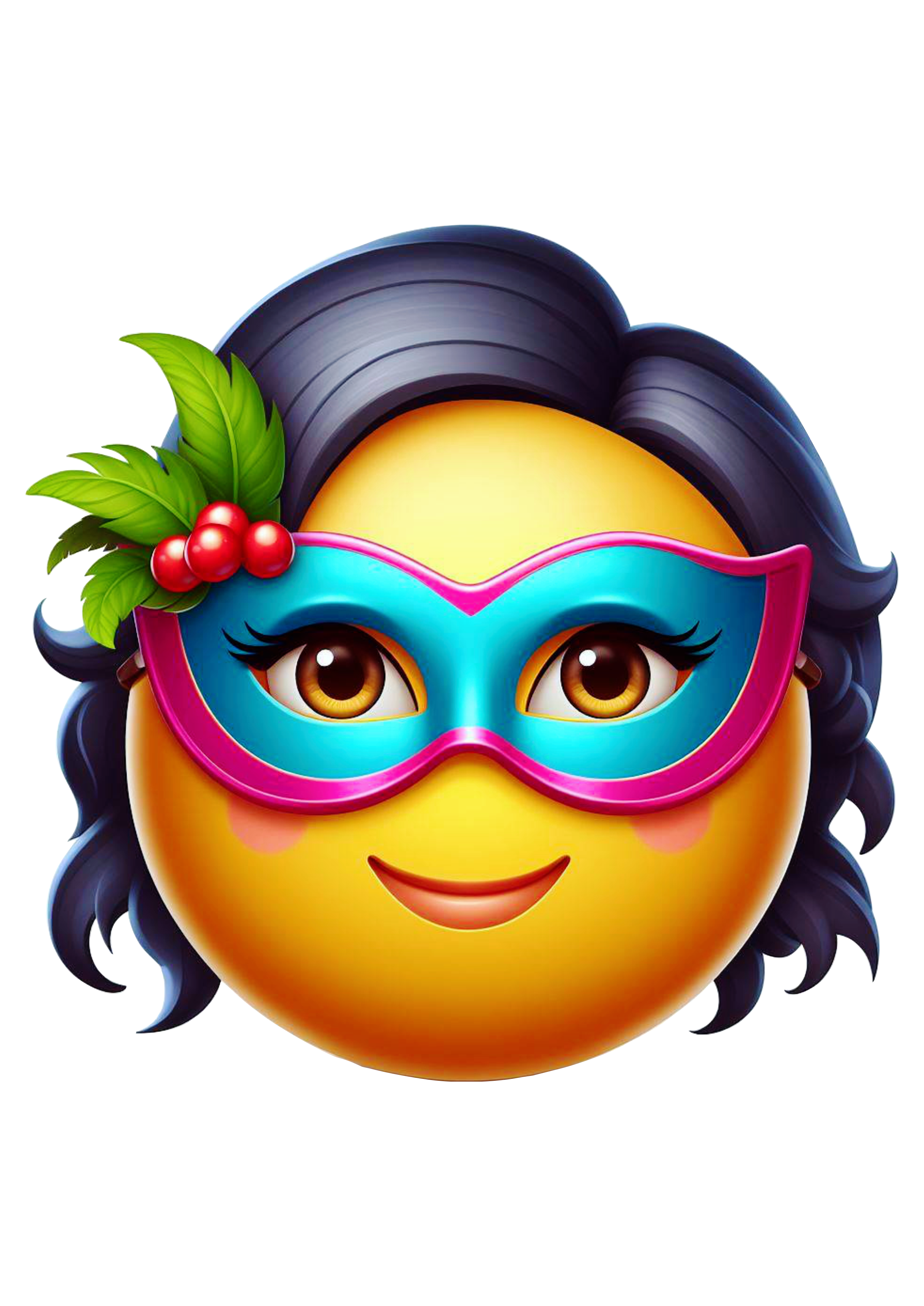 Emoji engraçado de carnaval para redes sociais mulher de máscara png