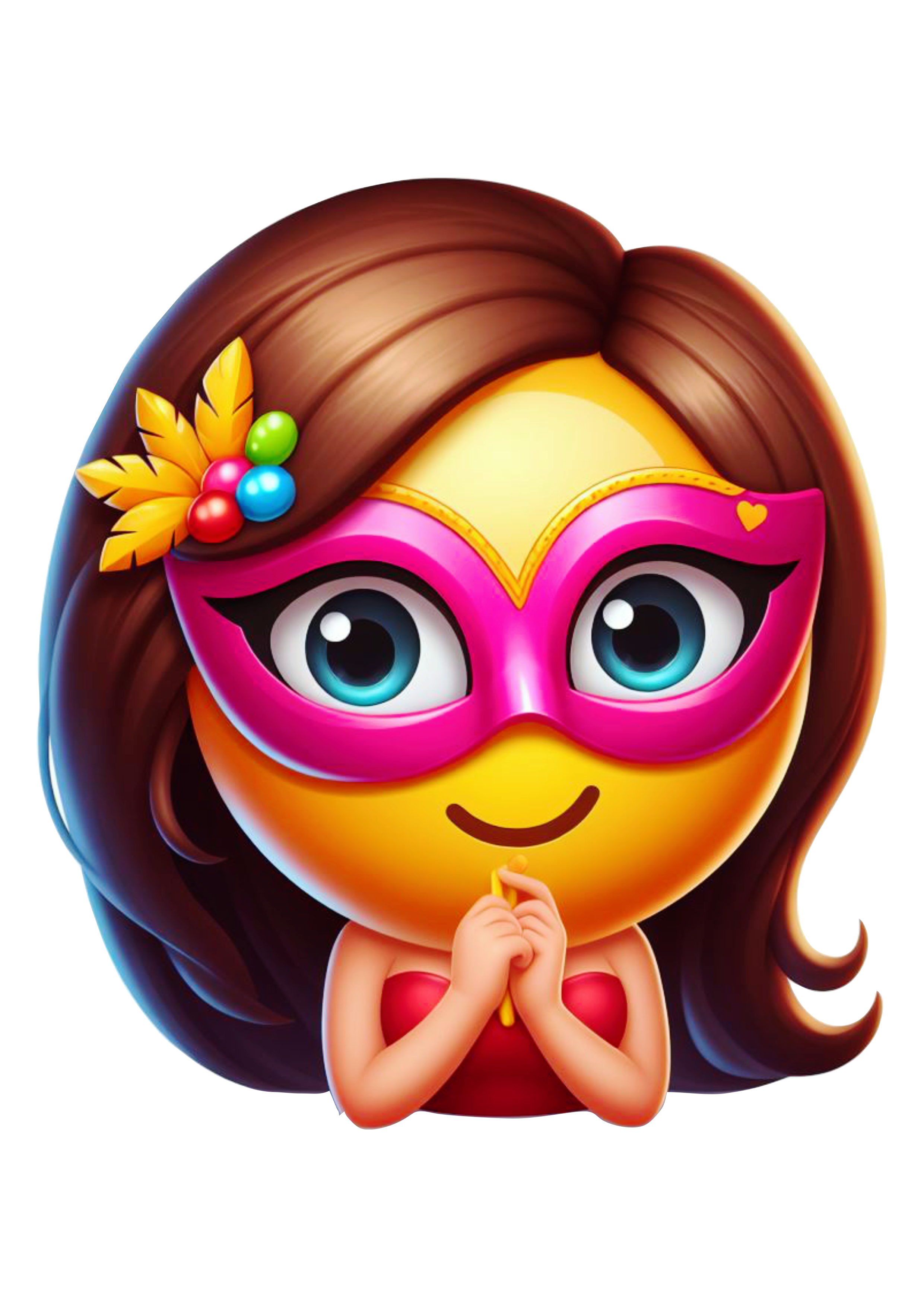 Emoji engraçado de carnaval para redes sociais mulher de máscara cabelo bonito artes gráficas png