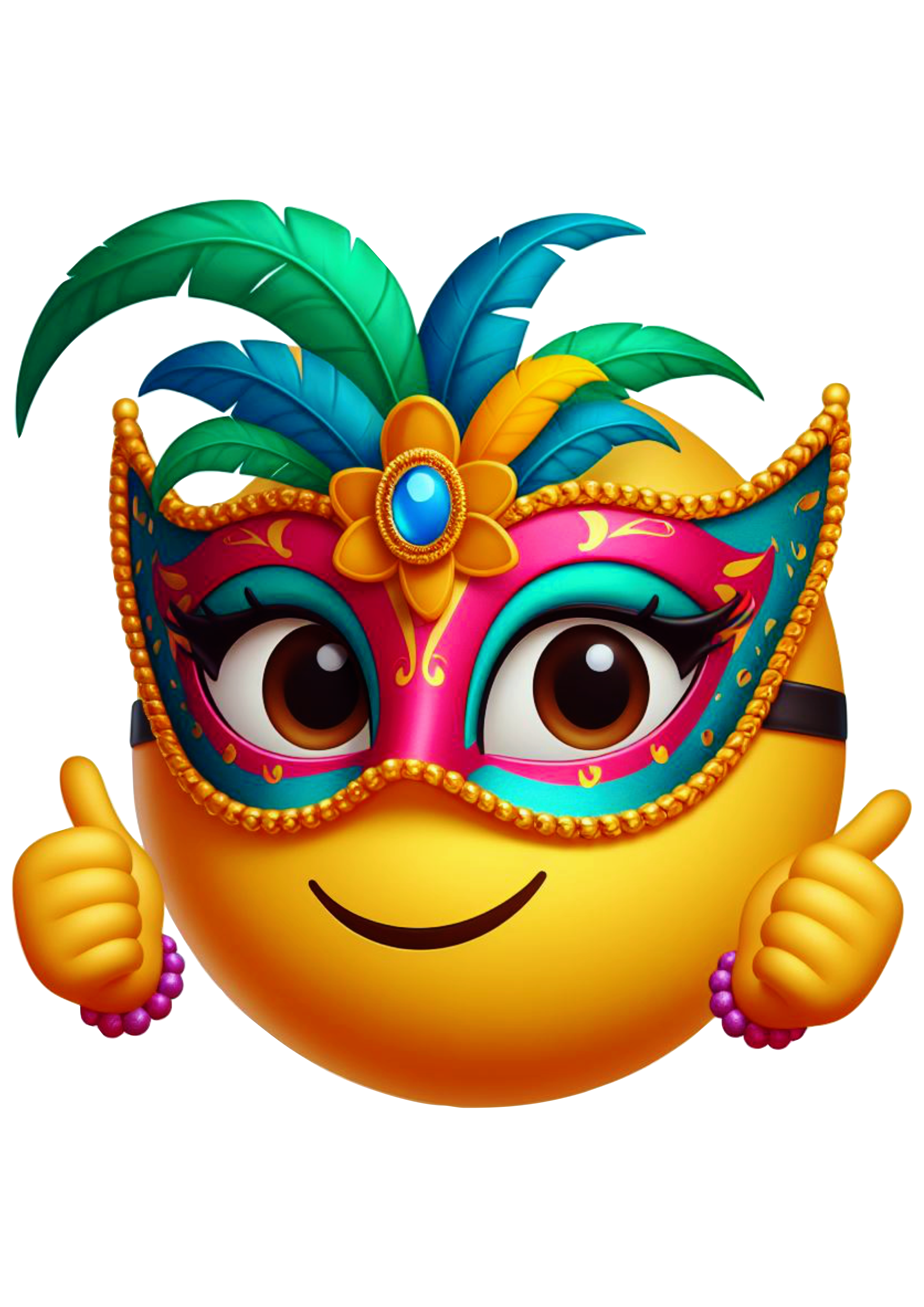 Emoji feminino com máscara de carnaval figurinha png
