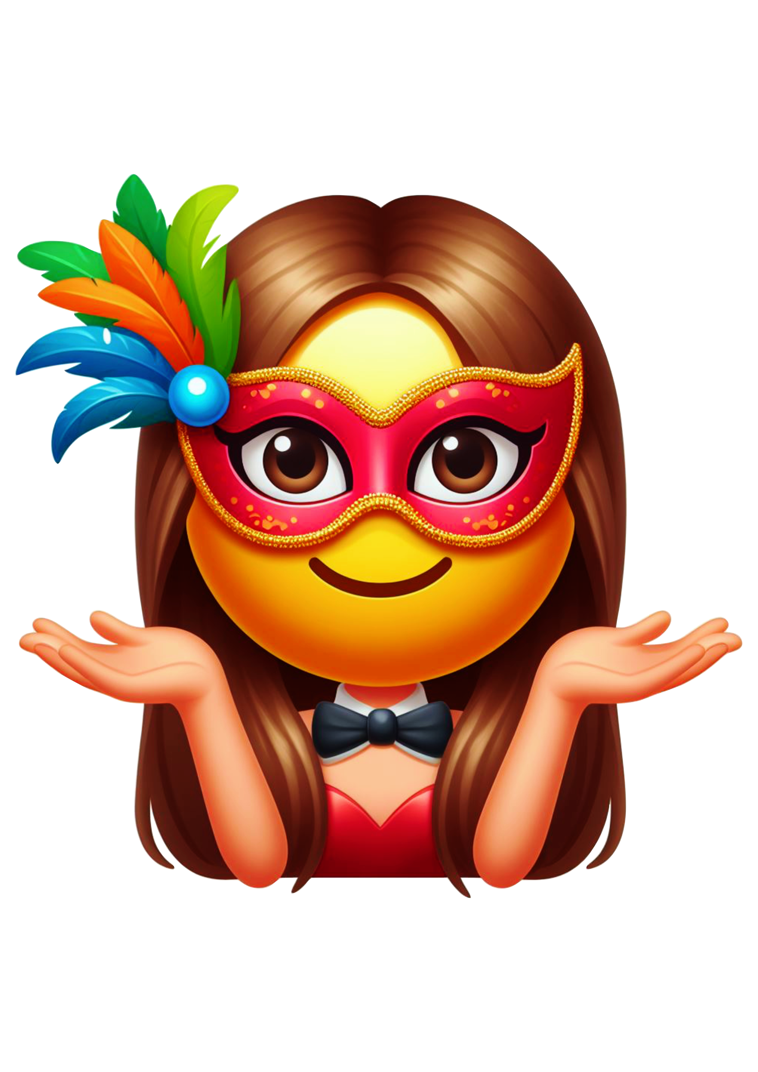 Emoji feminino com máscara de carnaval figurinha engraçada para whatsapp png