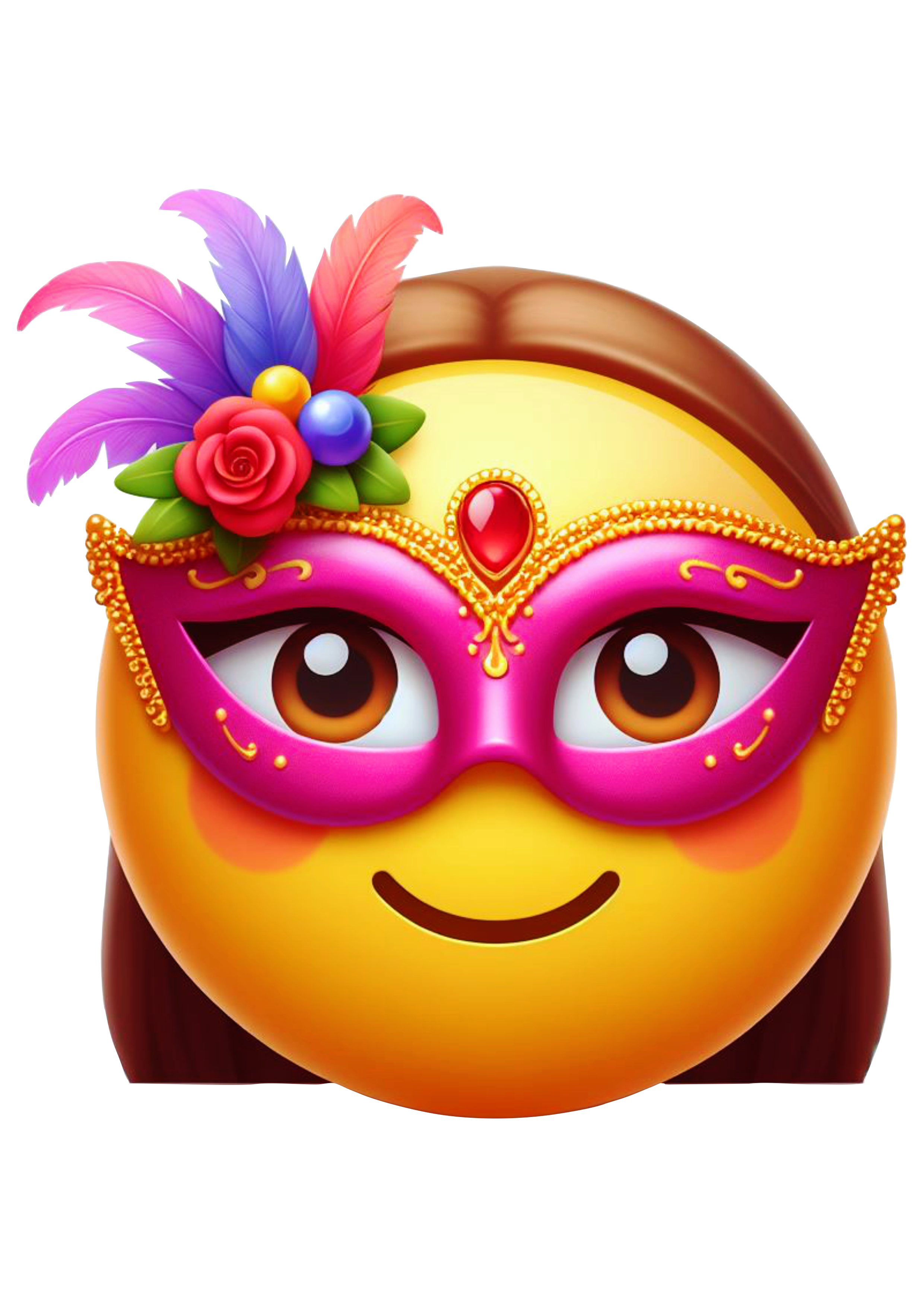 Emoji feminino com máscara de carnaval figurinha engraçada para whatsapp free png