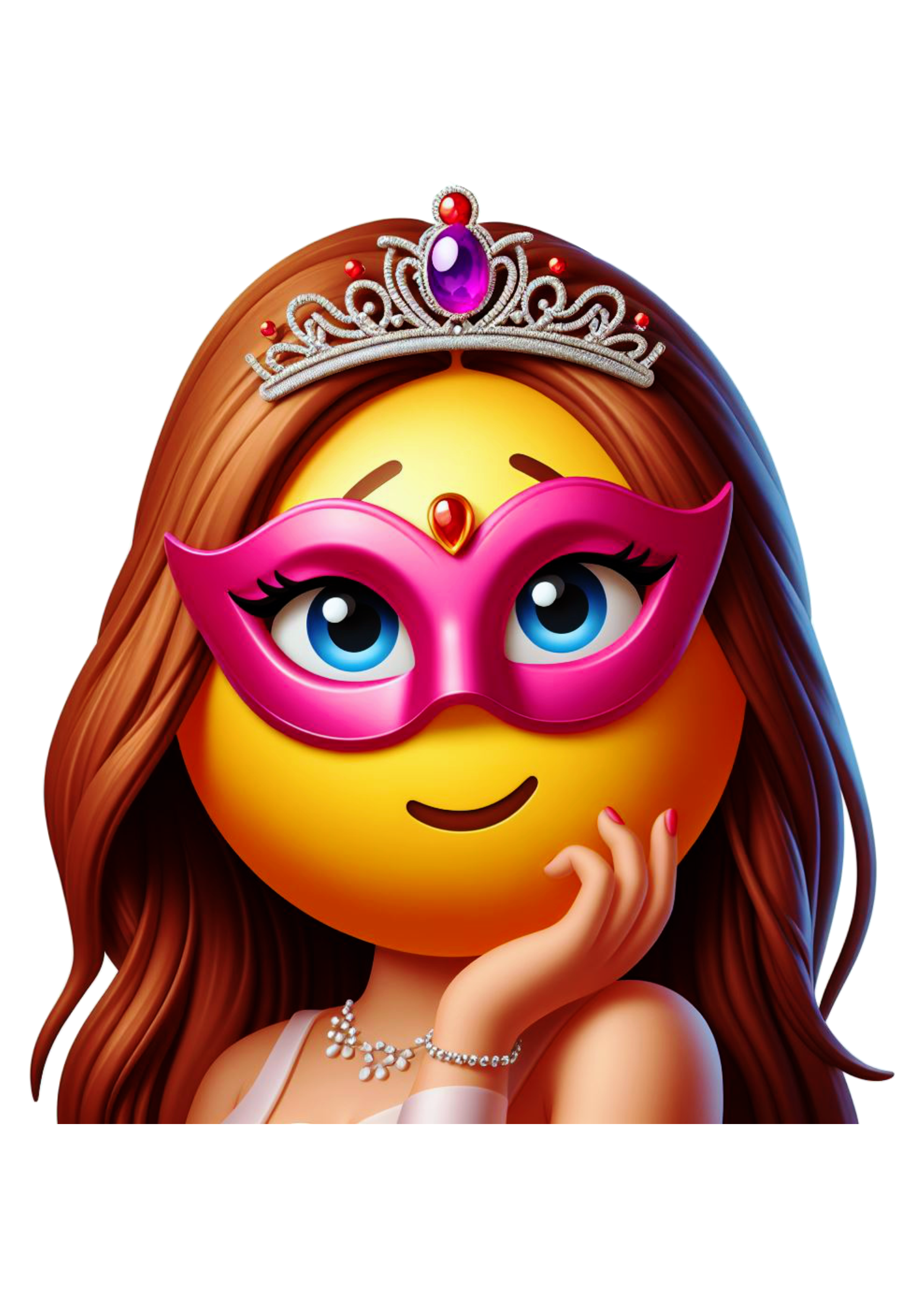 Emoji feminino com máscara de carnaval figurinha engraçada para whatsapp free emoticon png