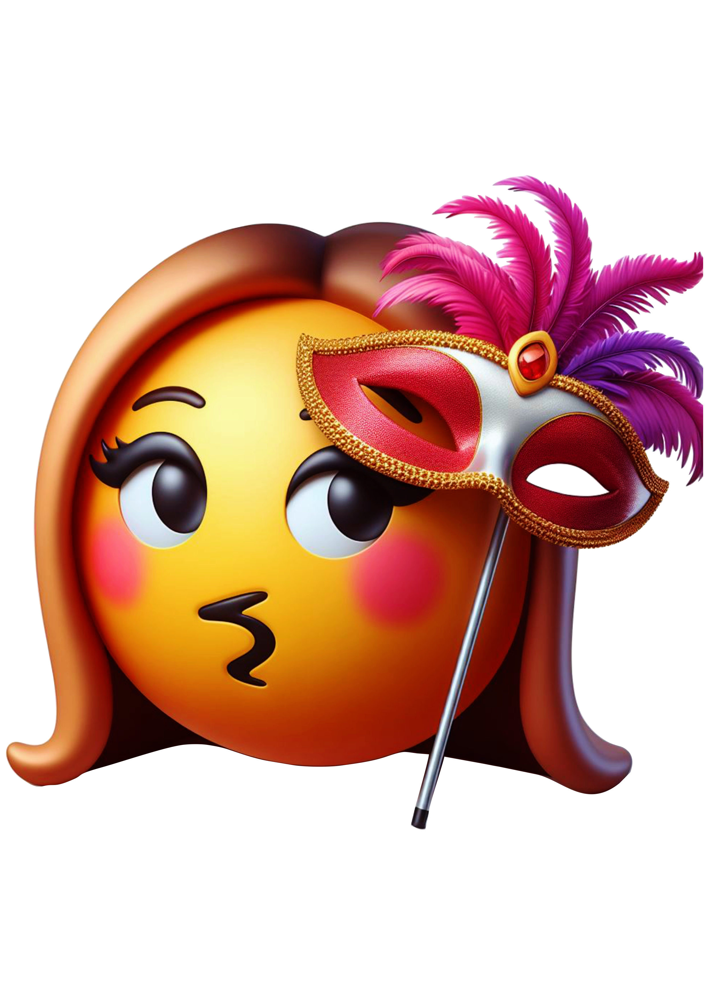 Emoji feminino com máscara de carnaval figurinha engraçada para whatsapp free emoticon olhar png