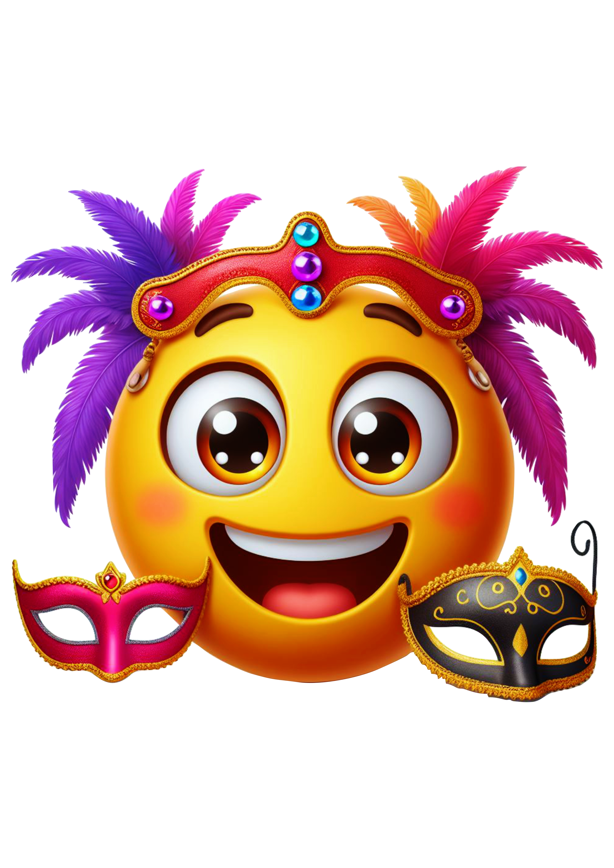 Emoji com máscara de carnaval figurinha engraçada para whatsapp free emoticon baile de carnaval png