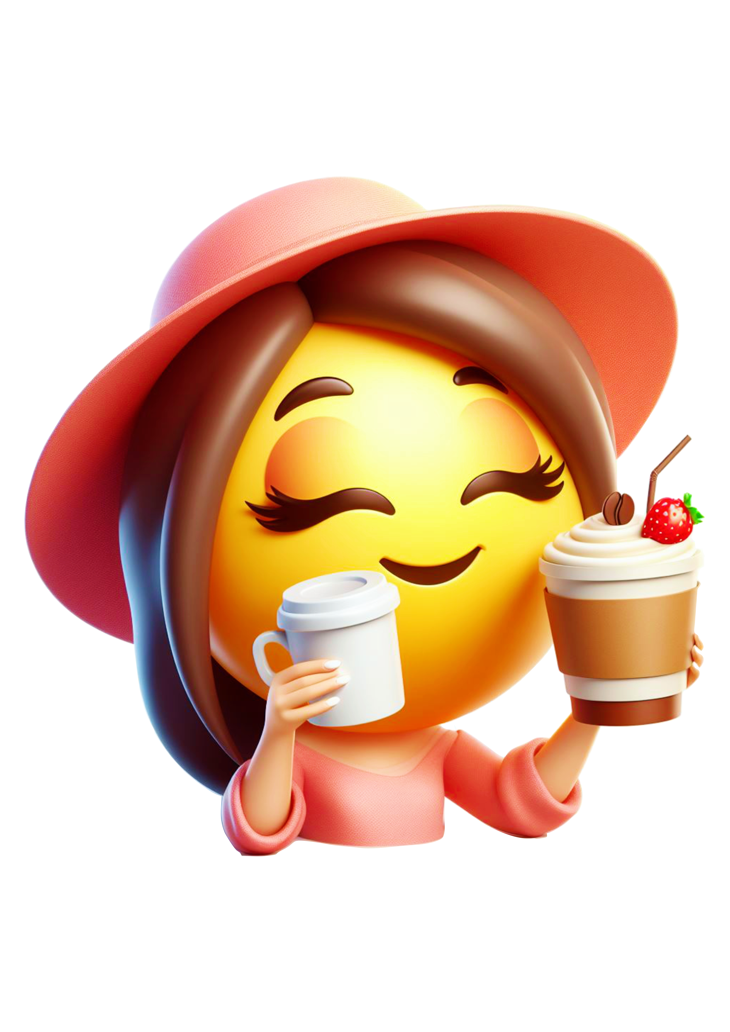 Emoji engraçado mulher tomando café download grátis png