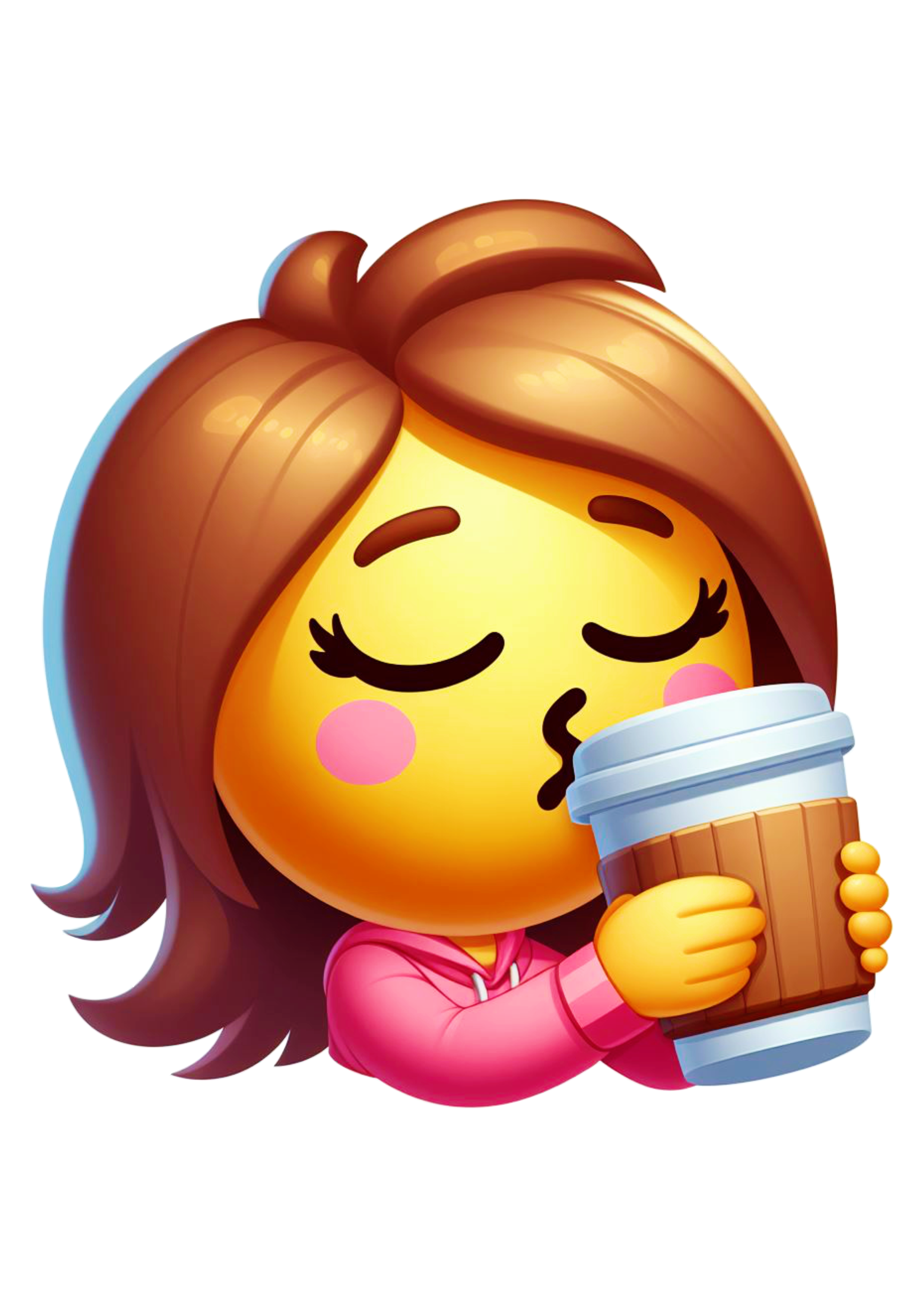 Emoji engraçado mulher tomando café download grátis pack de imagens png