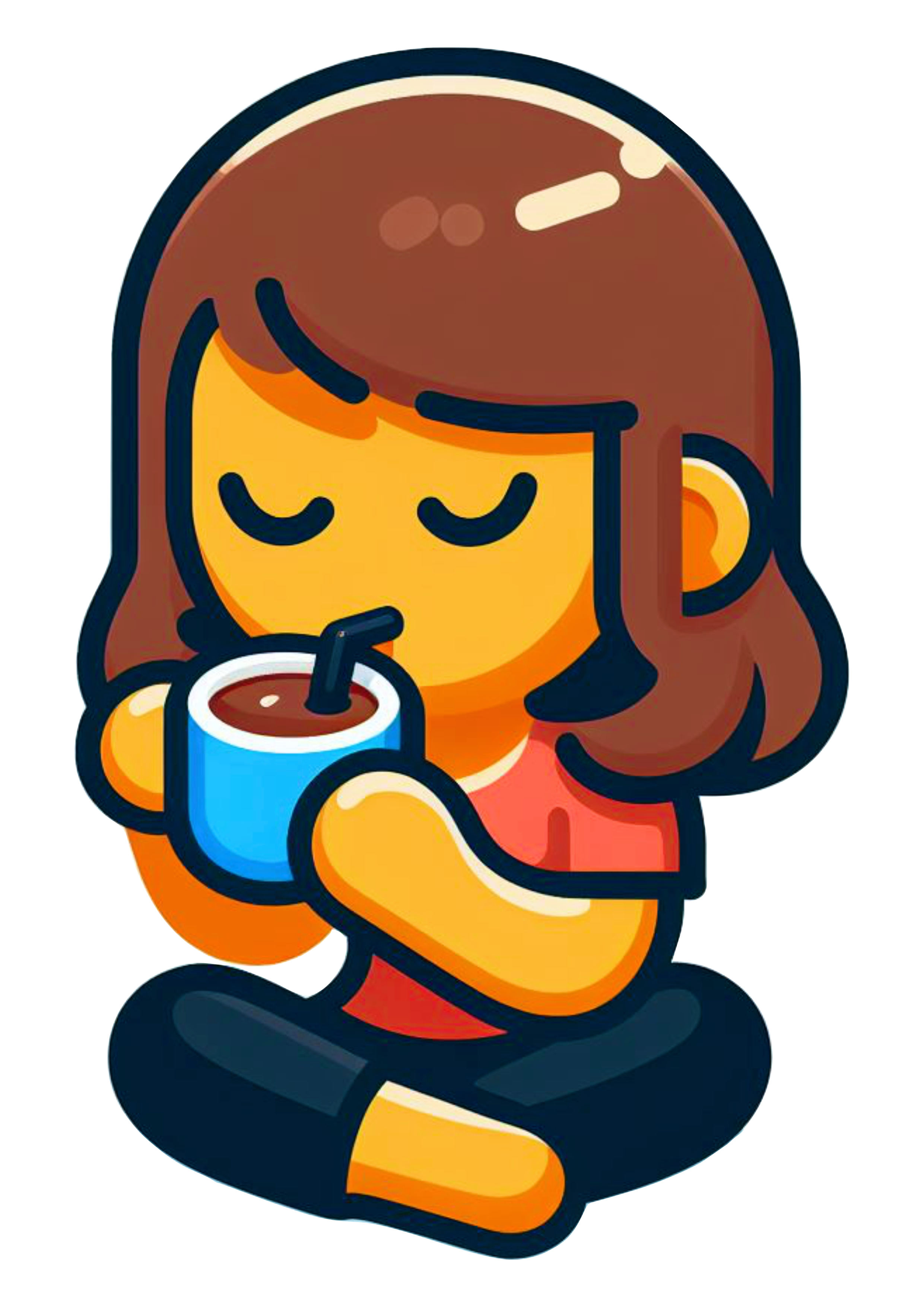 Emoji menina tomando café png