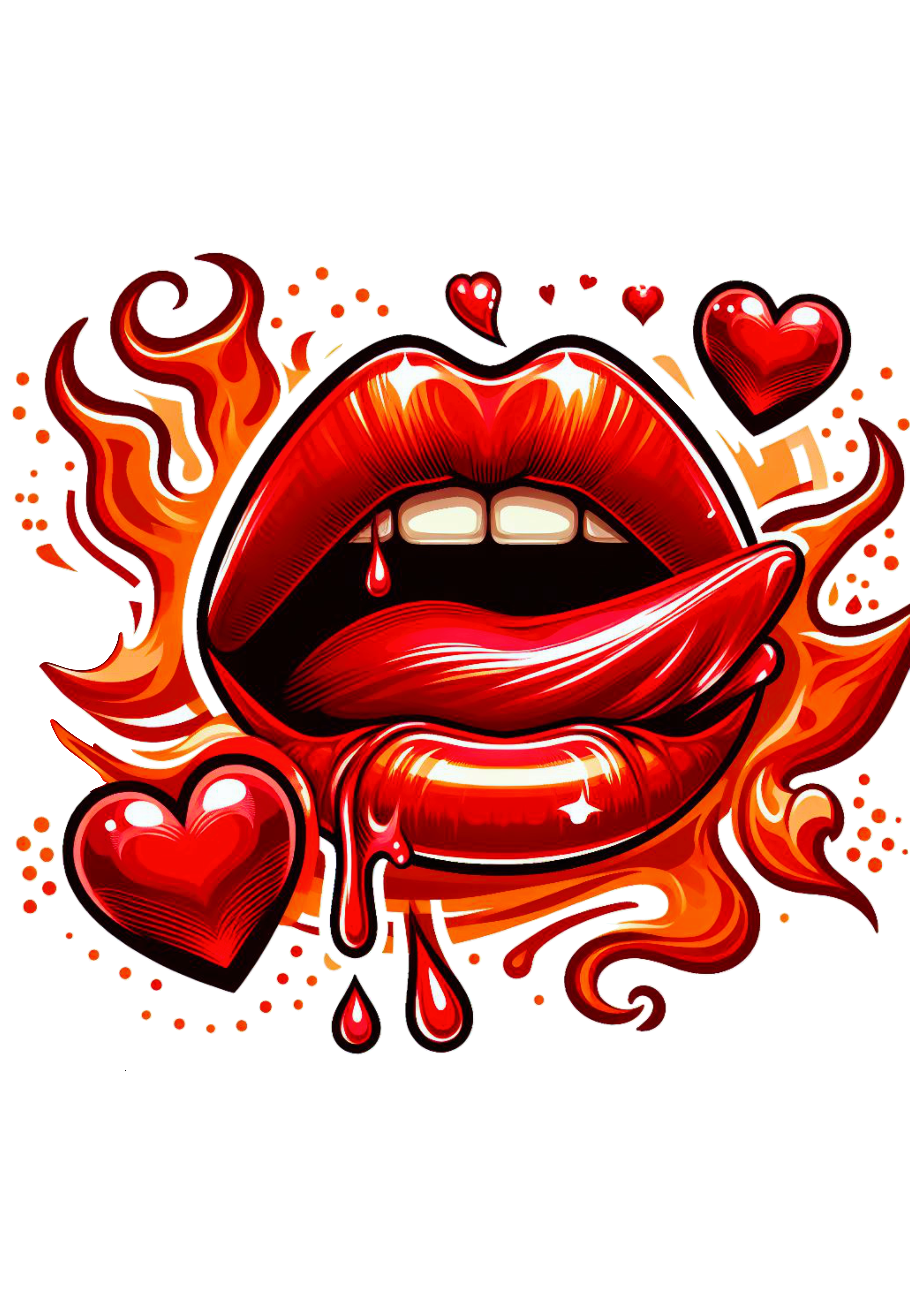 Emoji para whatsapp facebook instagram boca feminina fogo coração sedução png