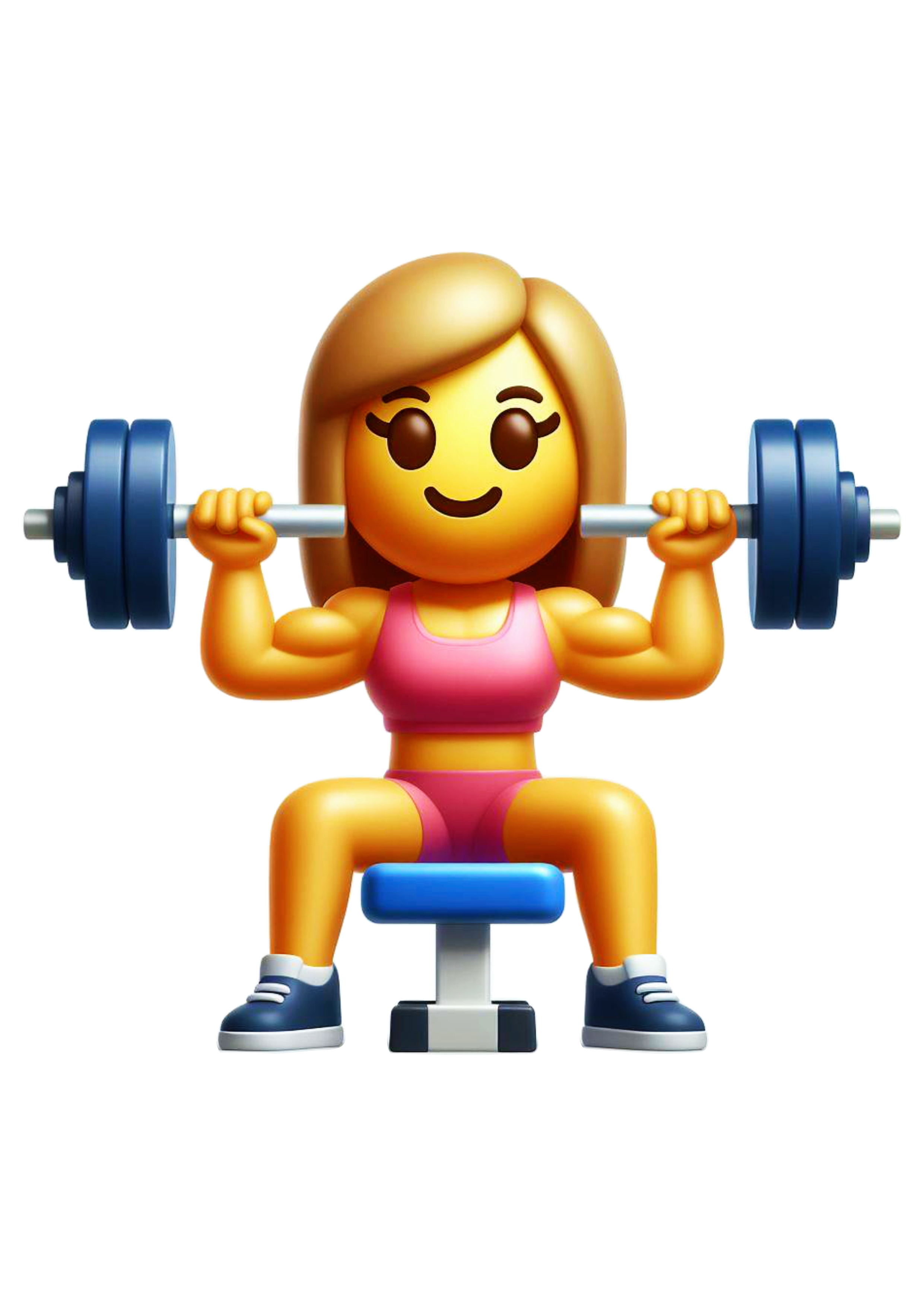 Emoji para whatsapp facebook instagram mulher treinando musculação academia agachamento png