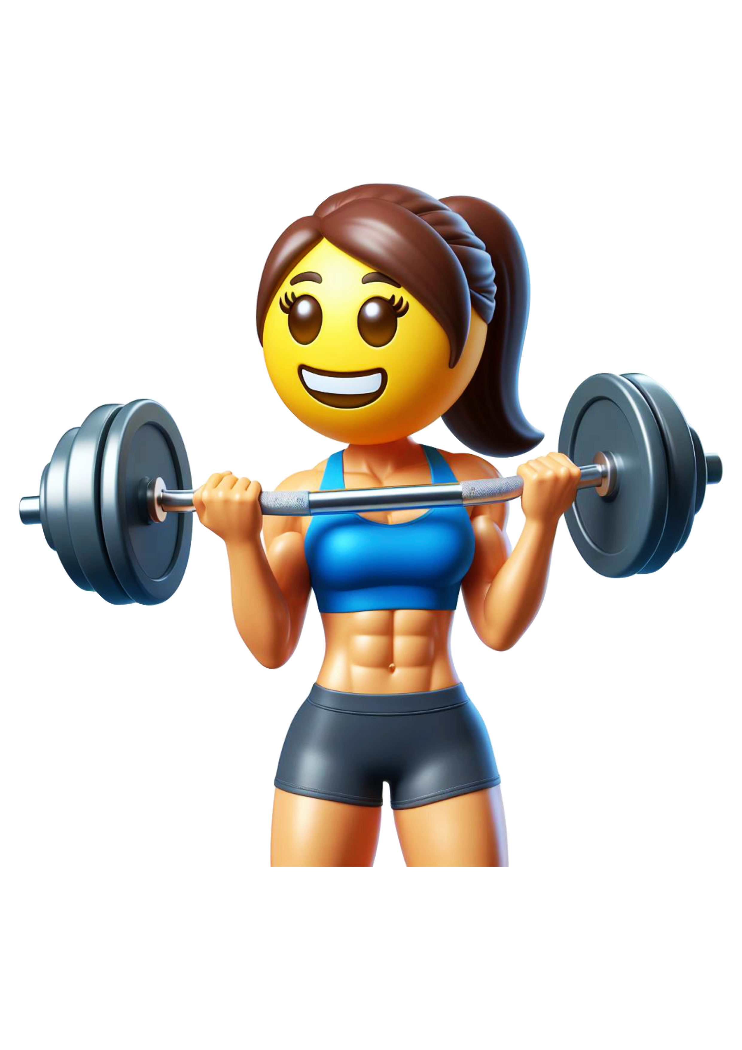 Emoji para whatsapp facebook instagram mulher treinando musculação academia treino pesado png
