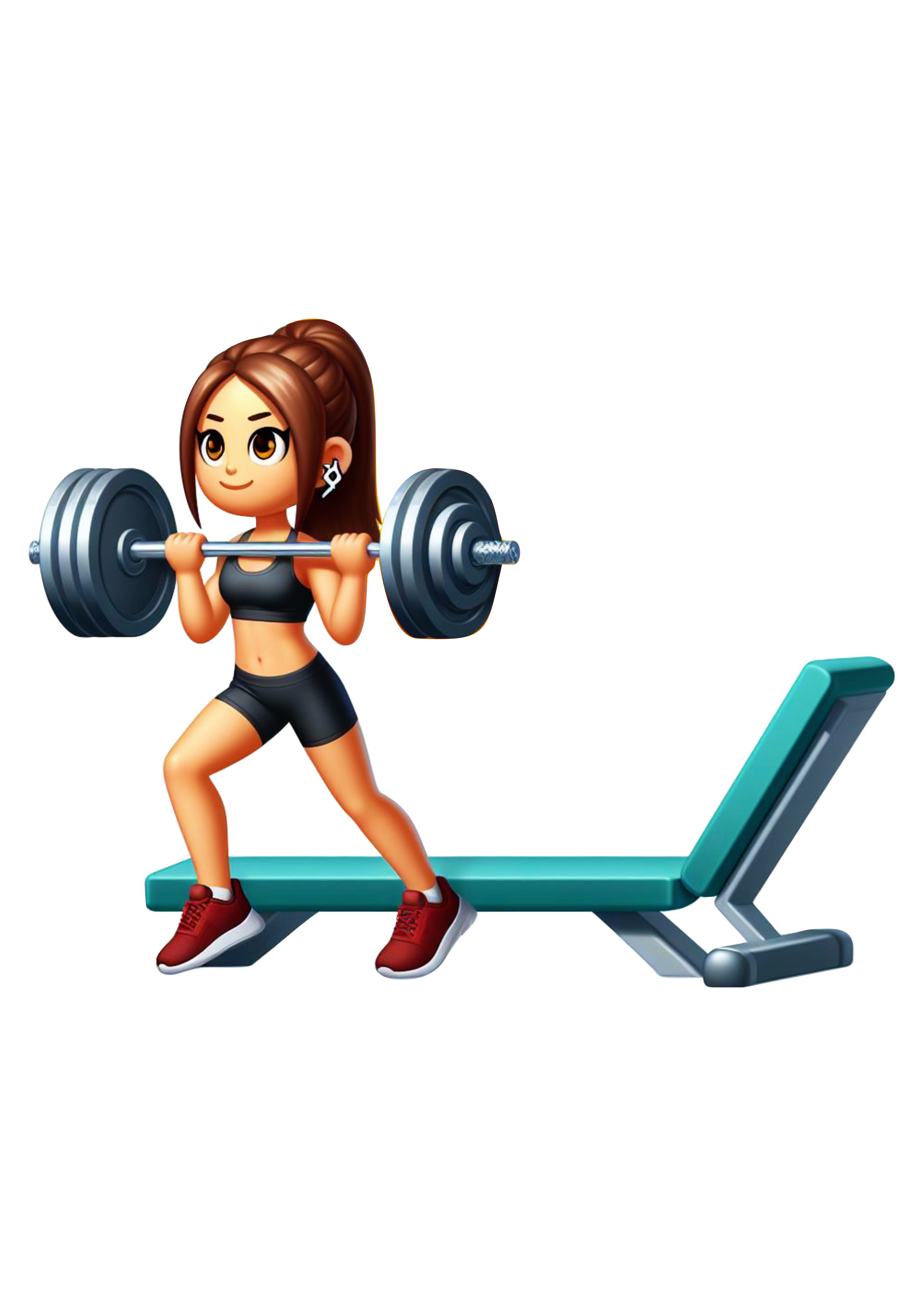 Emoji para whatsapp facebook instagram mulher treinando musculação academia treino de braços png