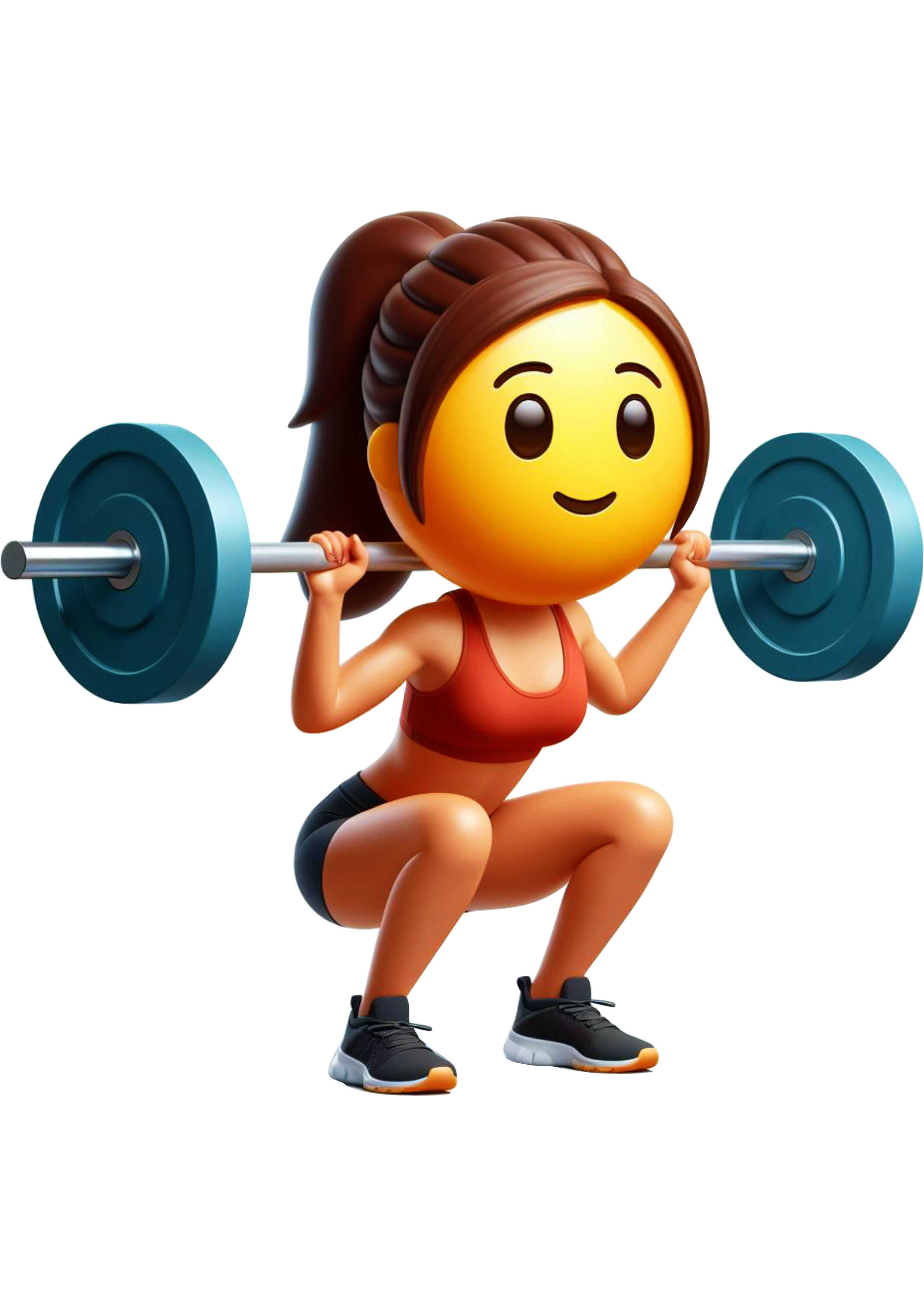 Emoji para whatsapp facebook instagram mulher treinando musculação academia treino de pernas png