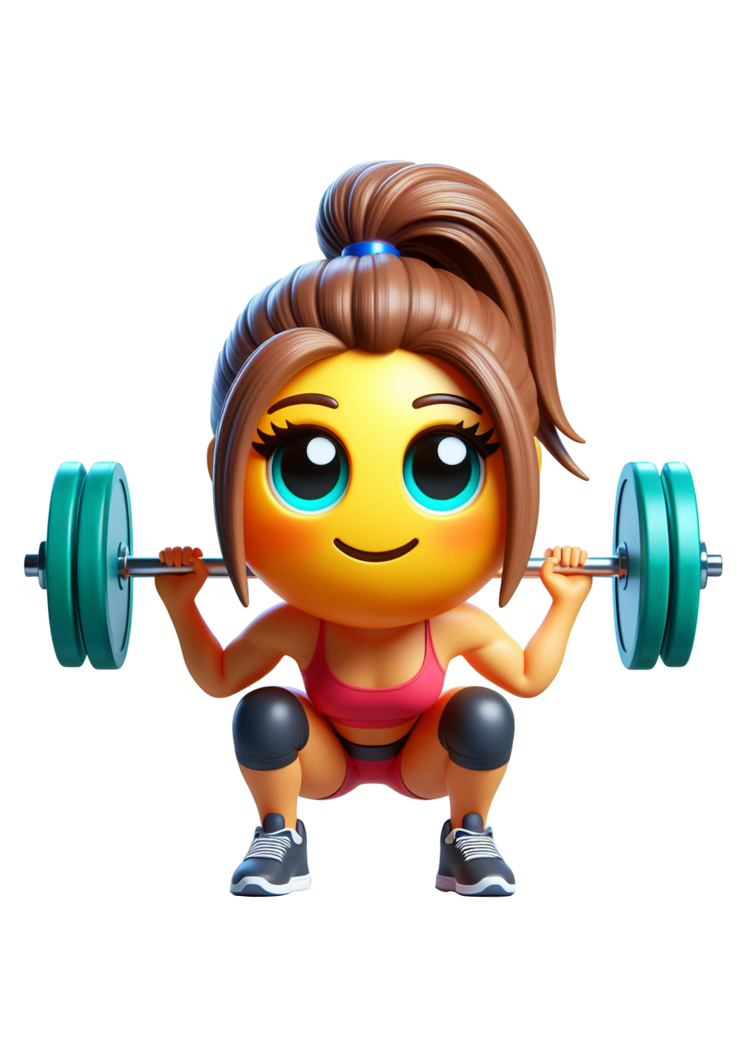 Emoji para whatsapp facebook instagram mulher treinando musculação academia treino de pernas agachamento funny imagens png