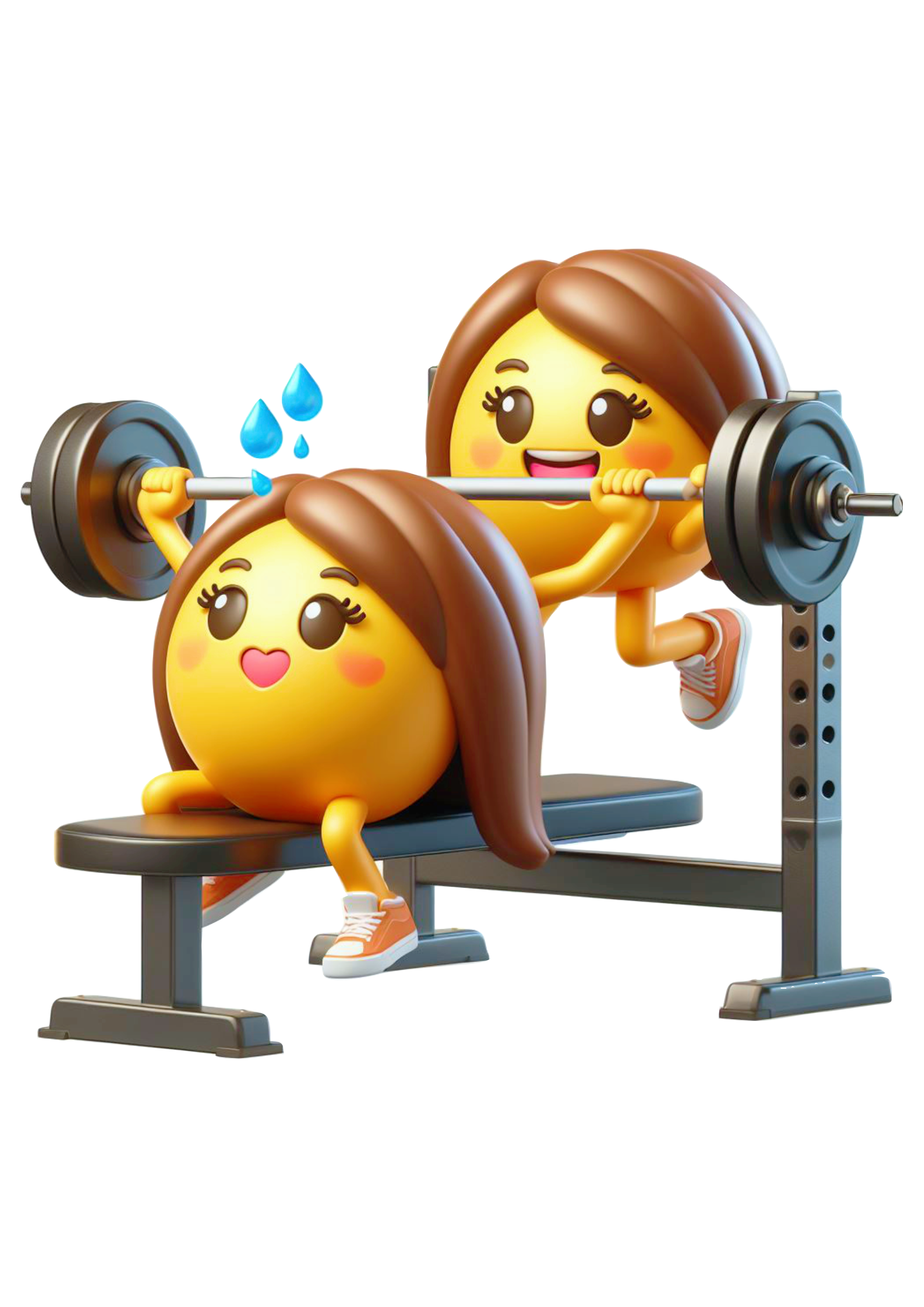 Emoji para whatsapp facebook instagram mulher treinando musculação academia parceira de treino png
